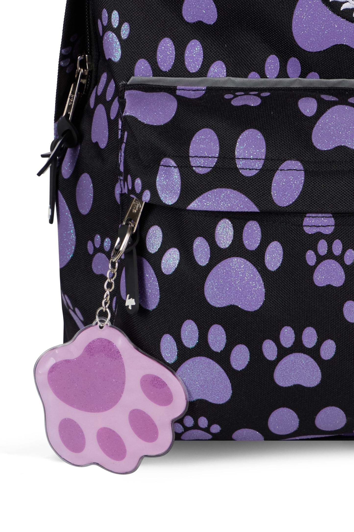 Hype Girls Black Glitter Paw Backpack