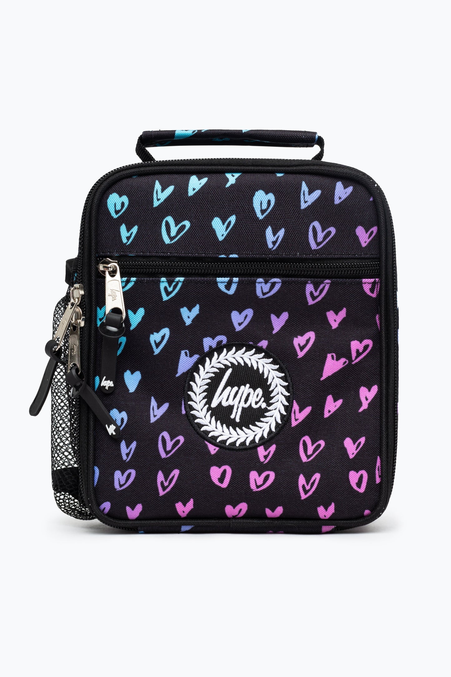 Hype Girls Black Scribble Heart Crest Backpack & Lunch Bag Bundle