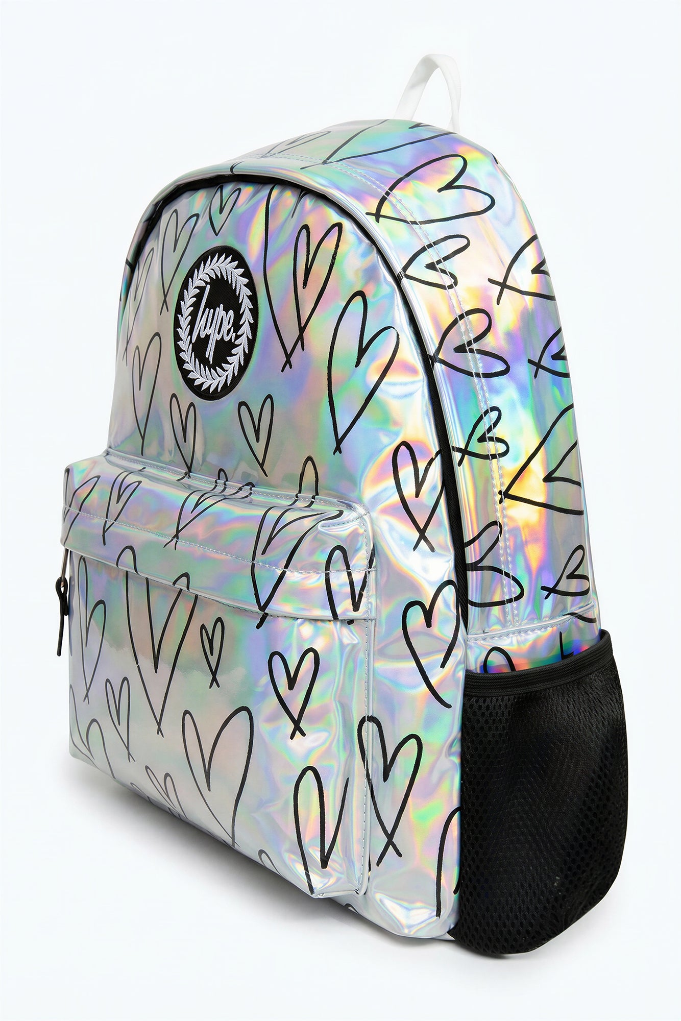 Hype Girls Holographic Glitter Scribble Hearts Backpack