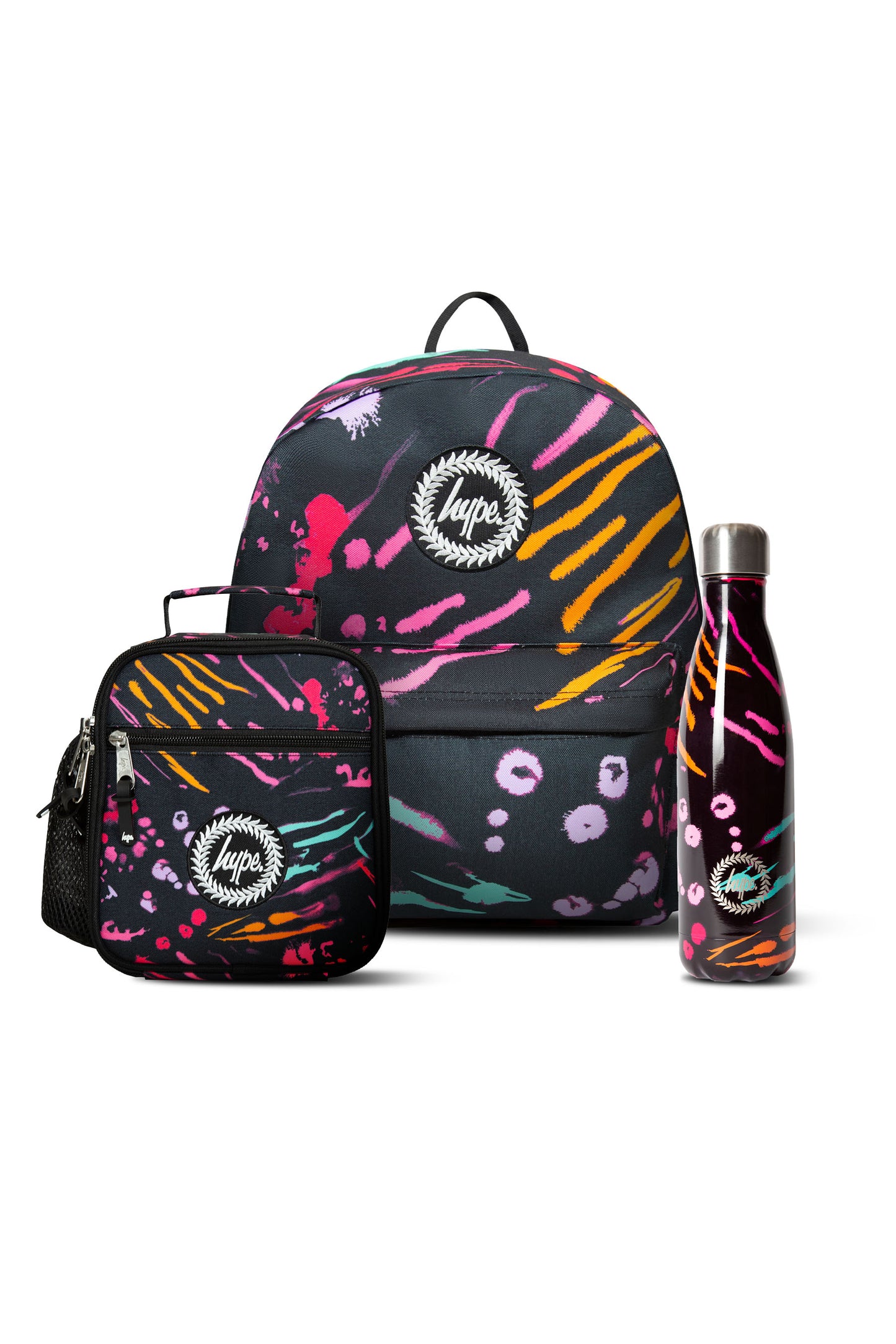 Hype Girls Black Animal Scratches Print Backpack, Lunchbag & Bottle Bundle