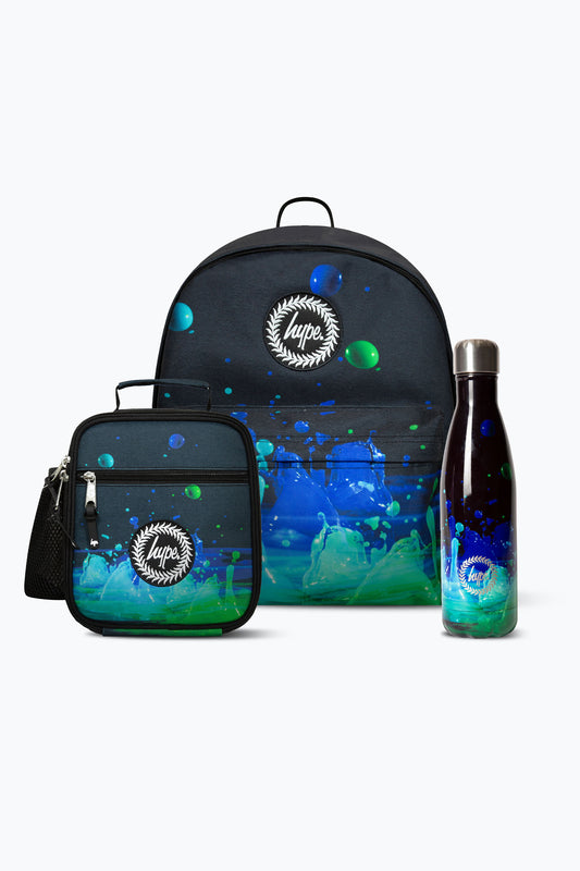 Hype Boys Black 3D Droplets Backpack, Lunch Bag & Bottle Bundle