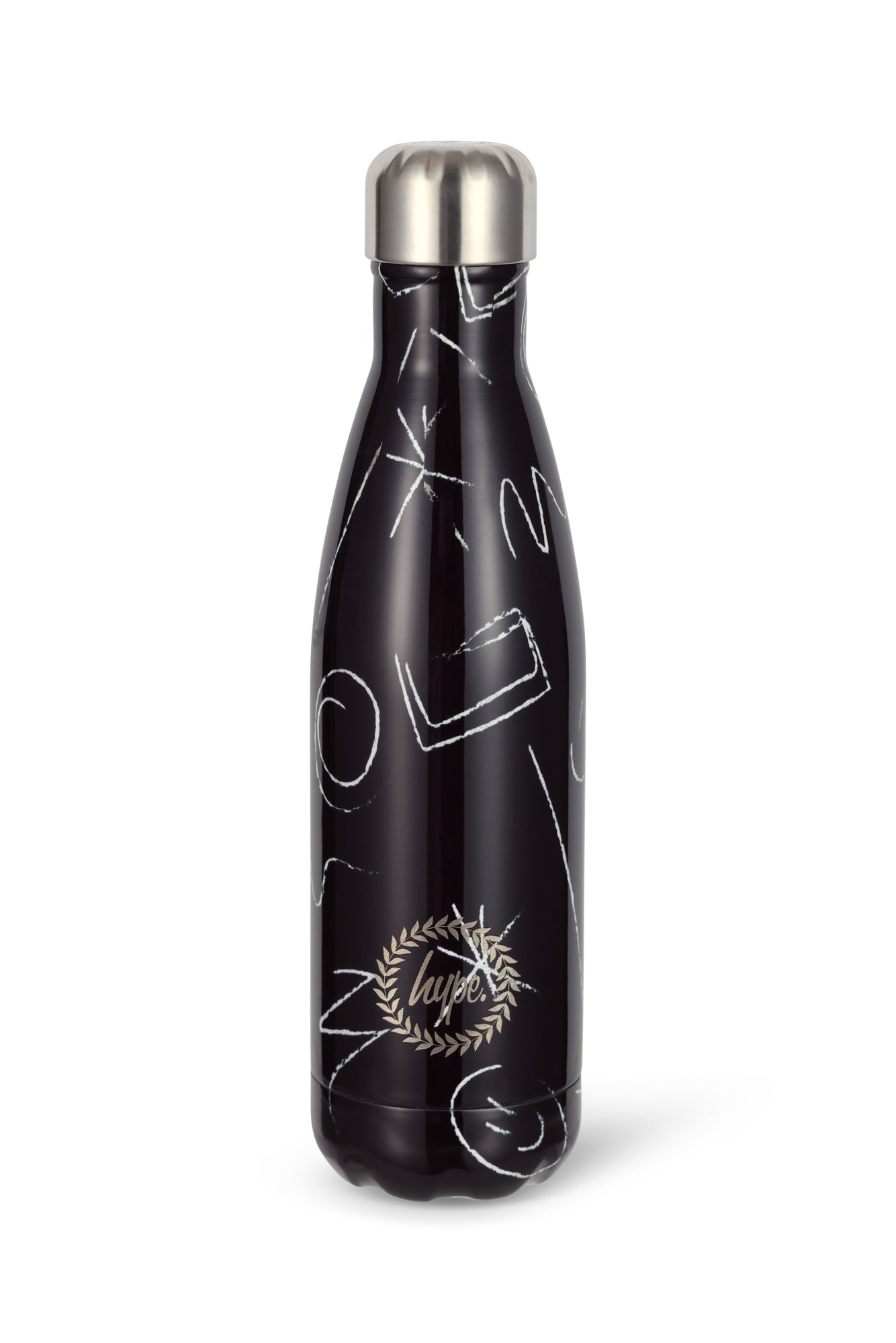 Hype Unisex Black Scribble Thermal Water Bottle