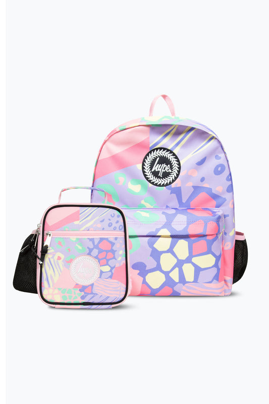 Hype Girls Pink/Purple Pastel Prints Backpack & Lunch Bag Bundle