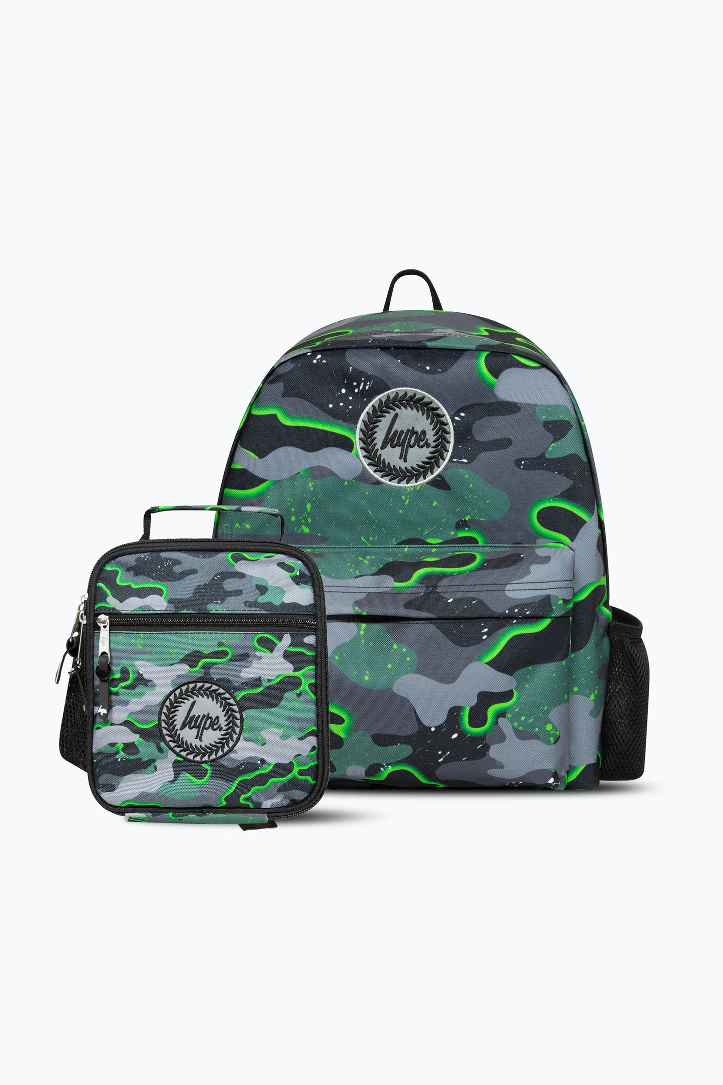Hype Boys Green Glow Camo Backpack & Lunch Bag Bundle