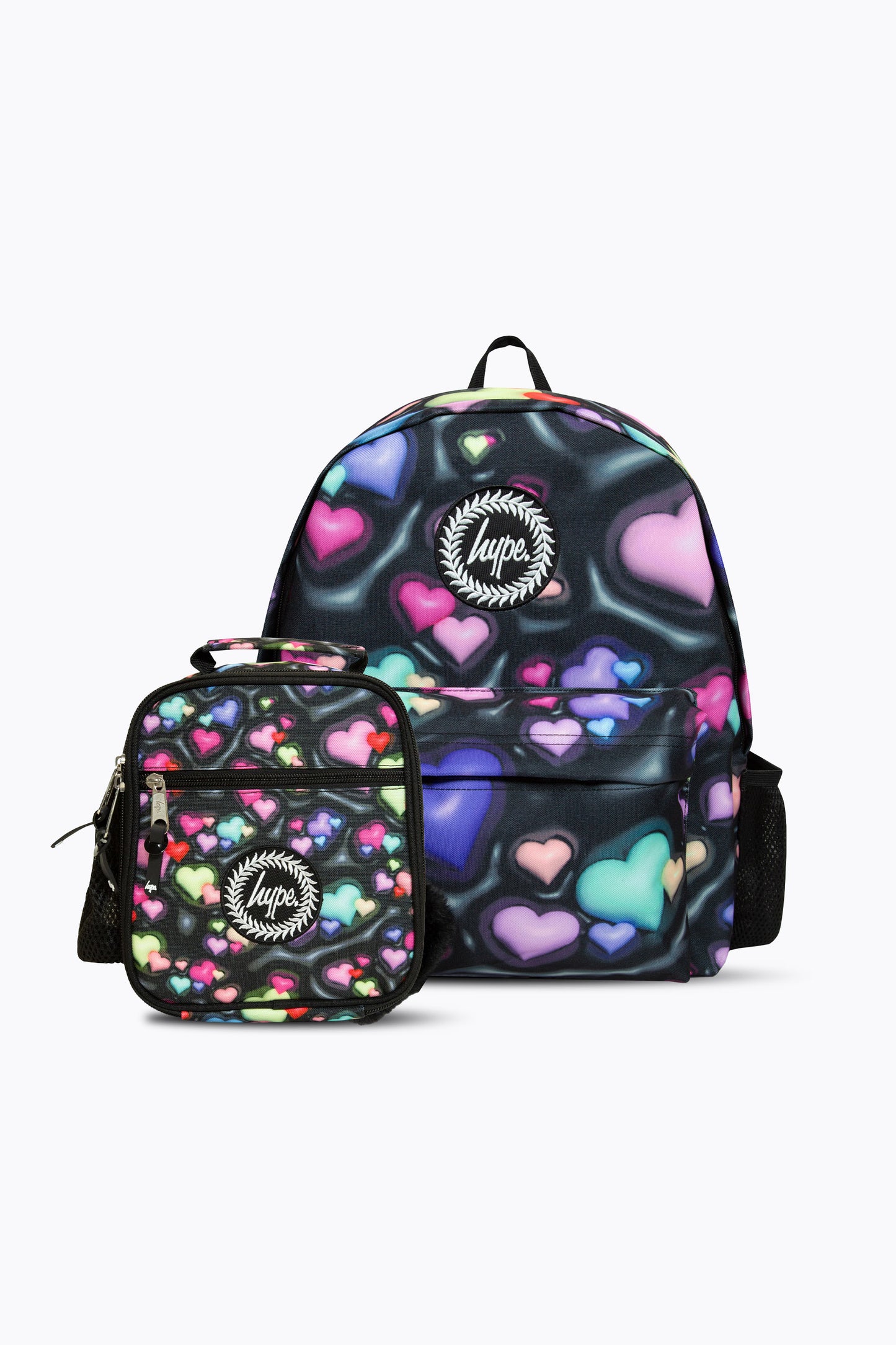 Hype Girls Black 3D Hearts Backpack & Lunch Bag Bundle