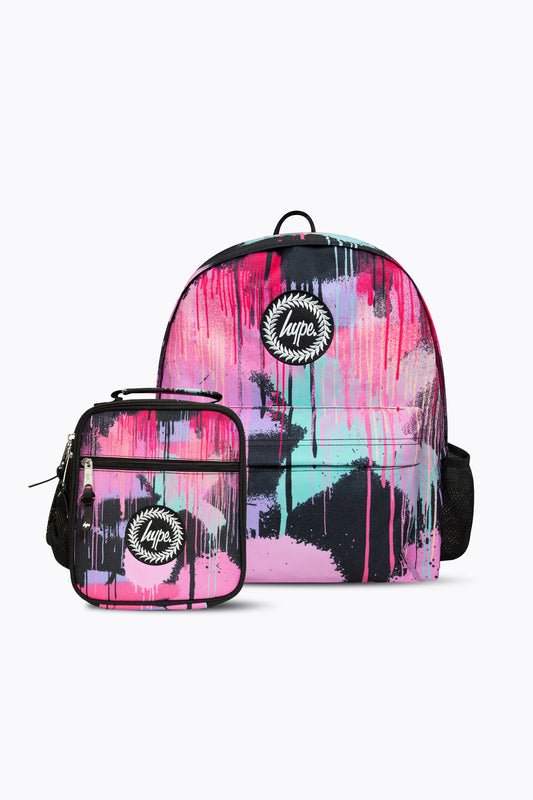 Hype Girls Pink Spray Paint V2 Backpack & Lunch Bag Bundle