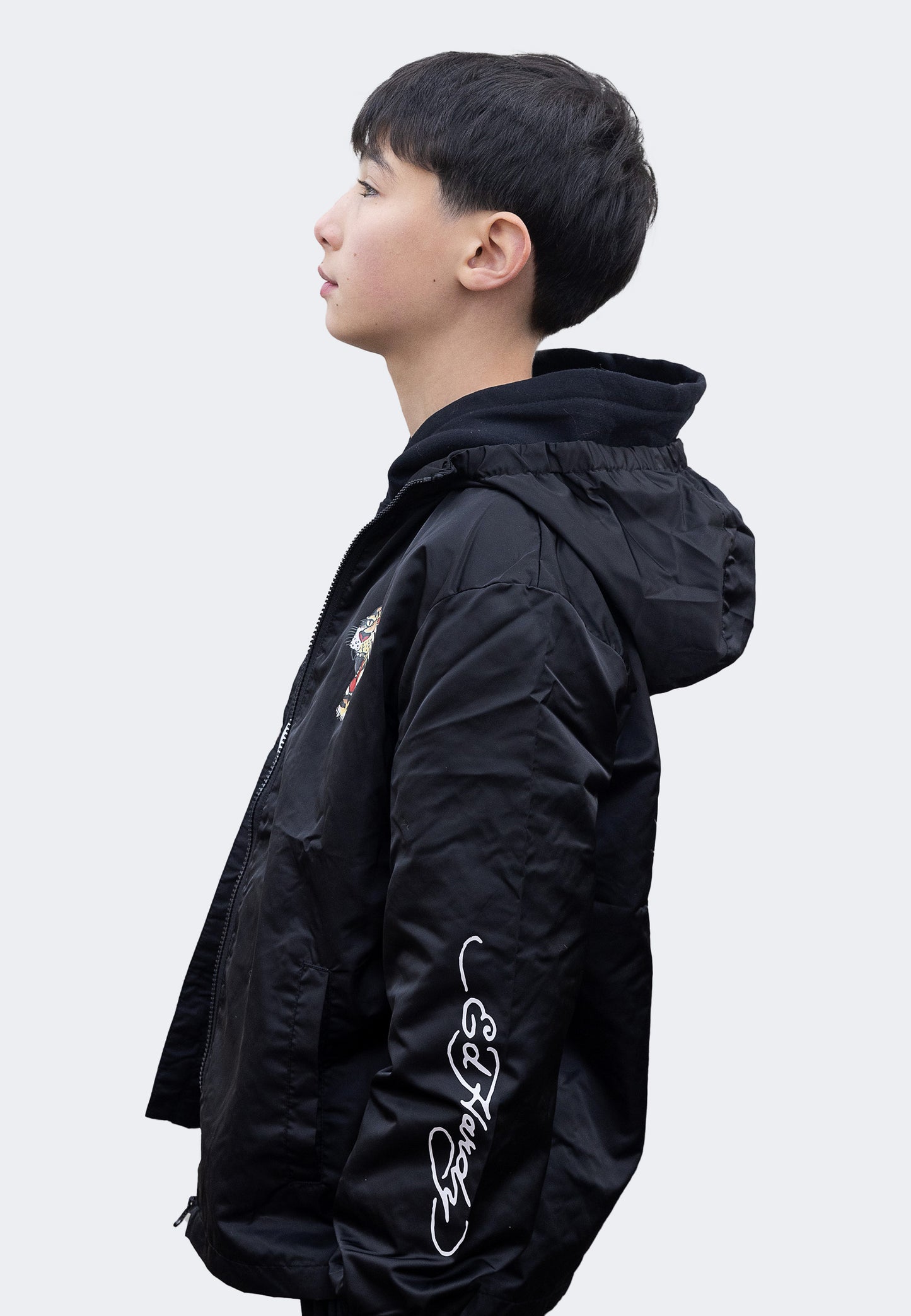 Hype X Ed Hardy Boys Lightweight Hooded Black Jacket