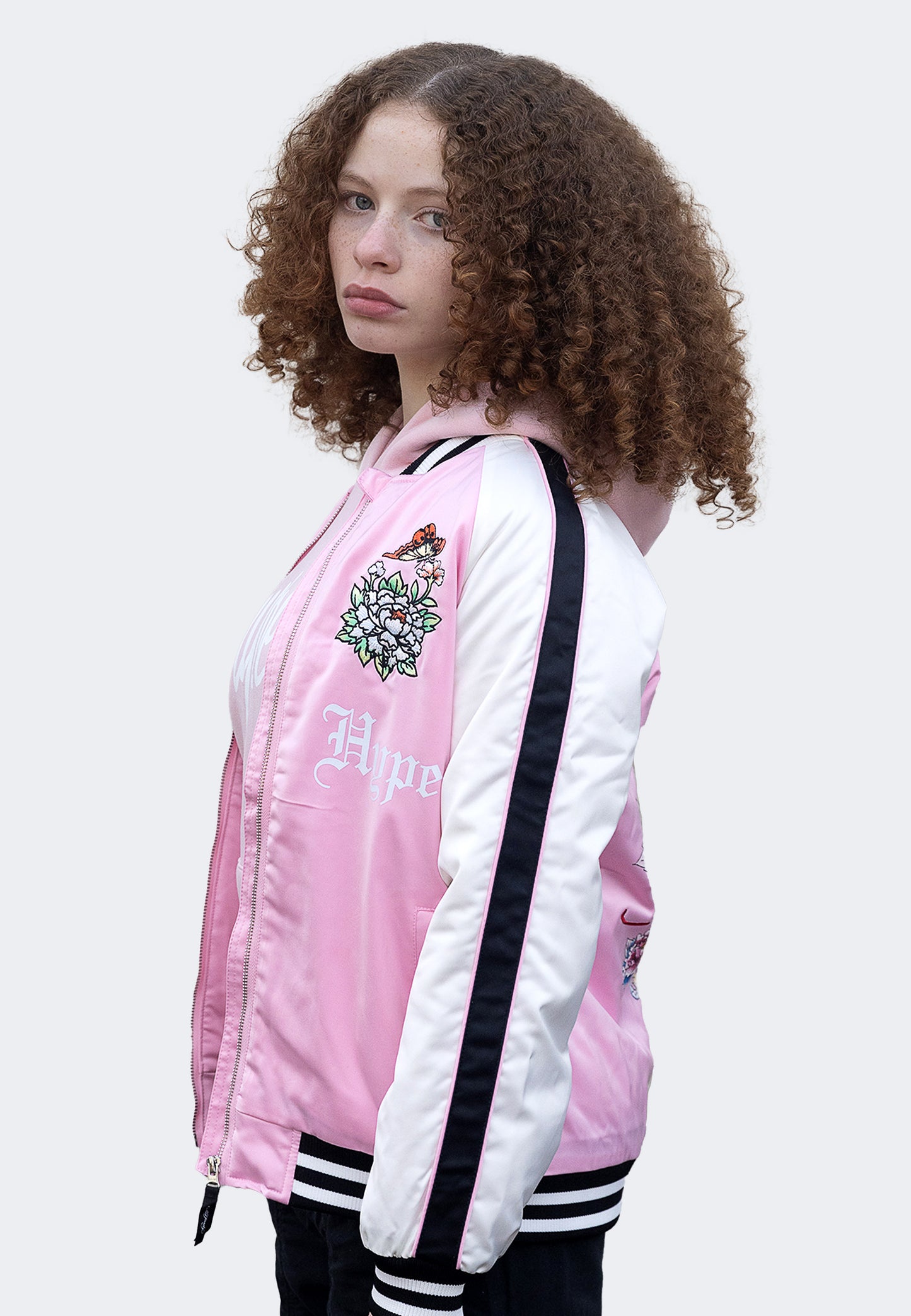 Hype X Ed Hardy Girls Pink Jacket Floral Souvenir Jacket