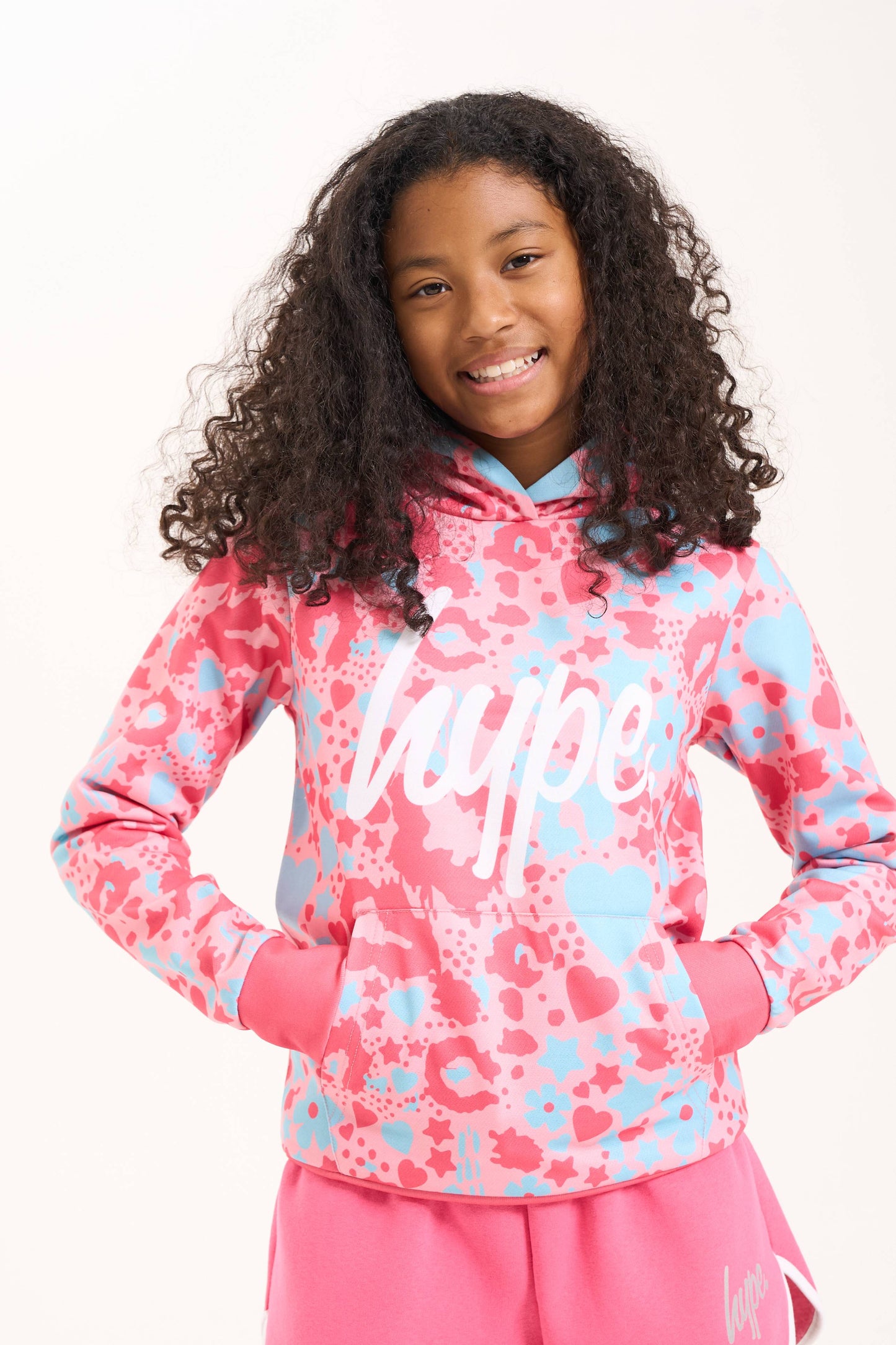 Hype Girls Pink Ditsy Hoodie