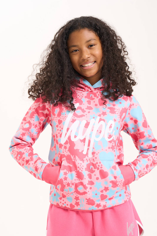 Hype Girls Pink Ditsy Hoodie