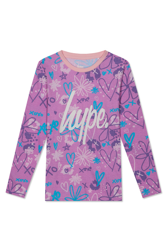Hype Girls Pink Scribble Pyjama Set