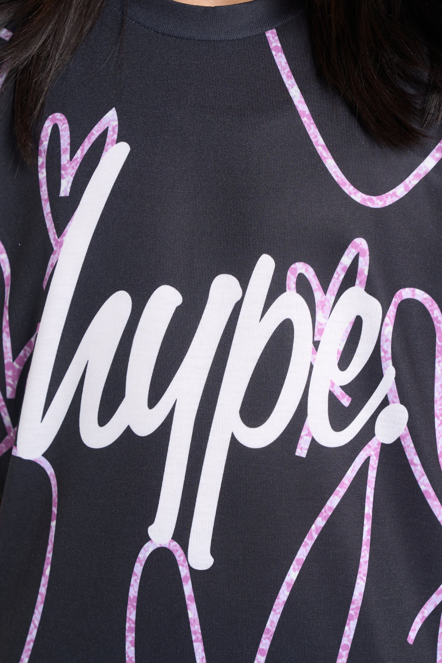 Hype Girls Black Scribble Hearts T-Shirt