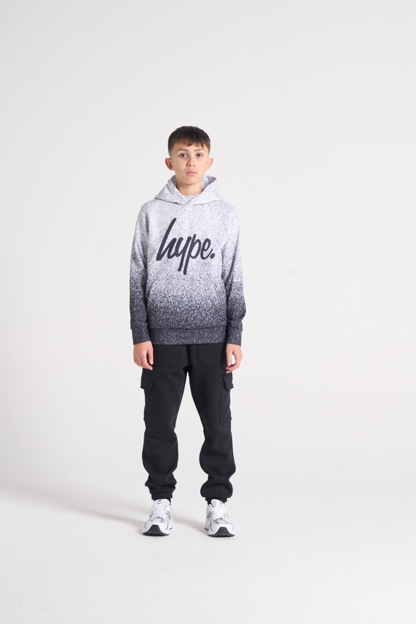 Hype Boys Black/White Speckle Fade Hoodie