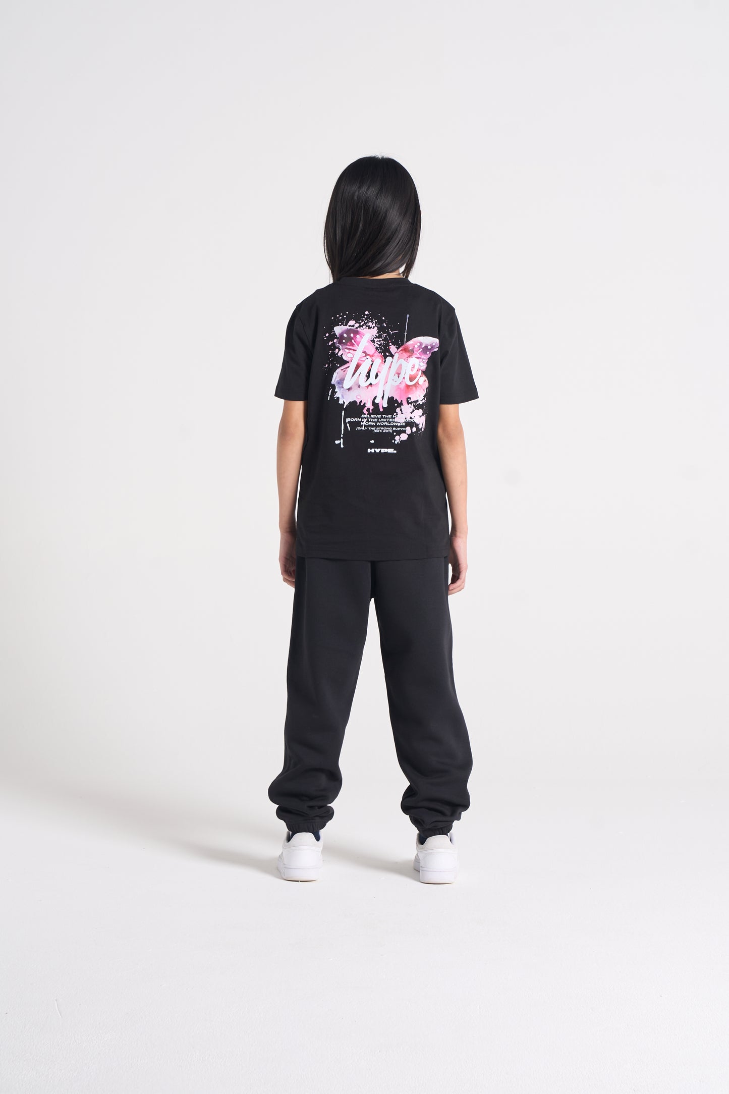 Hype Girls Black Butterfly T-Shirt