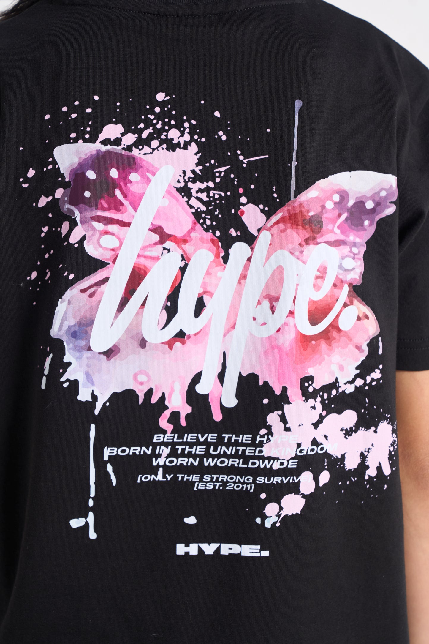 Hype Girls Black Butterfly T-Shirt