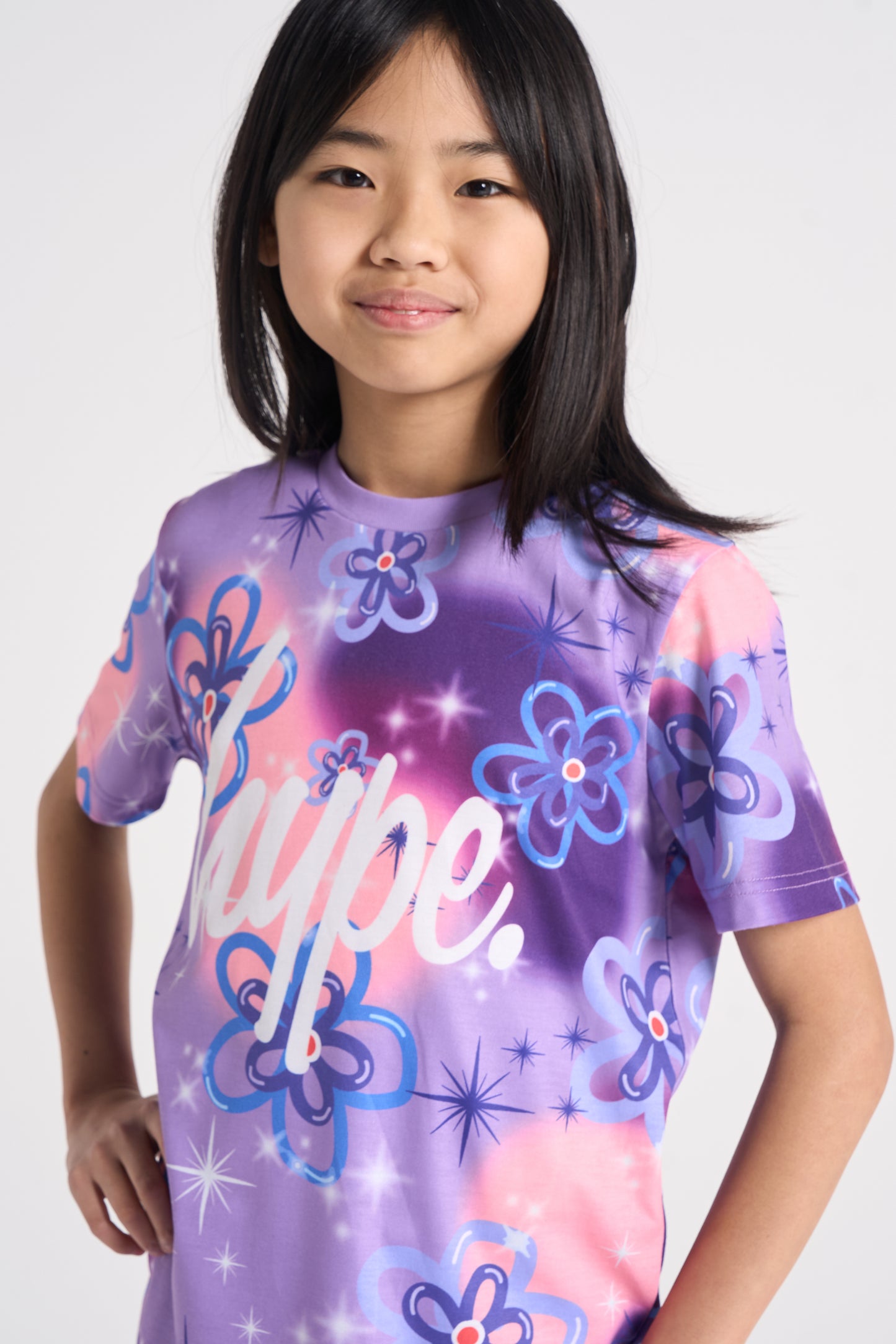 Hype Girls Purple Sparkle Flower T-Shirt