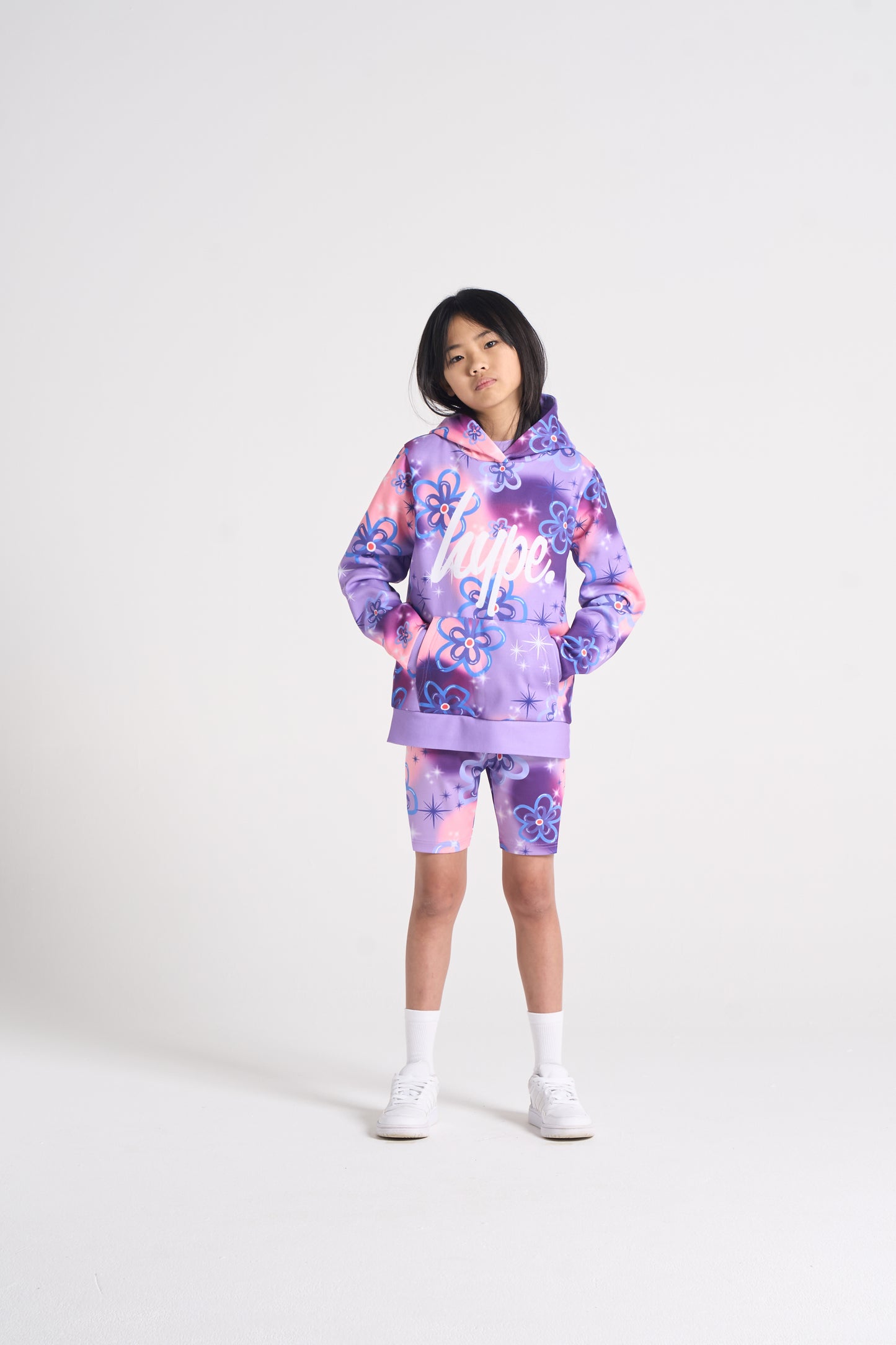 Hype Girls Purple Sparkle Flower Hoodie