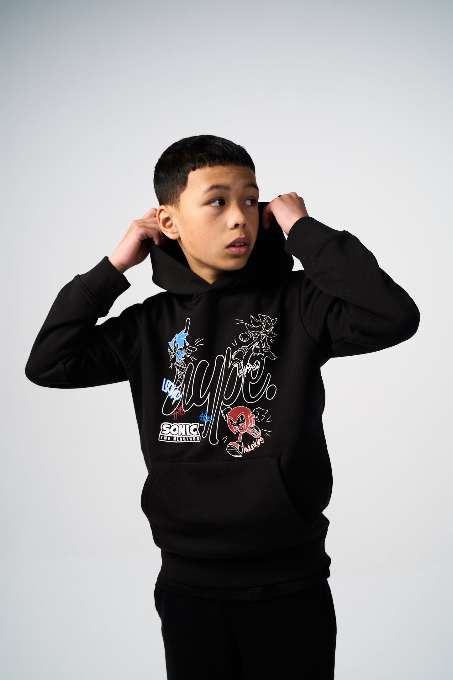 Hype x Sonic The Hedgehog™ Boys Black Sonic Stamp Hoodie