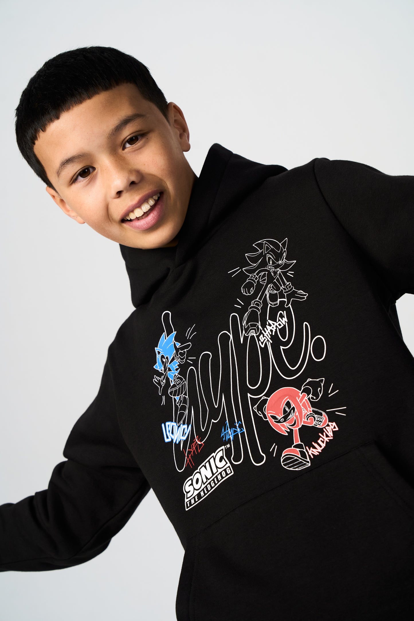 Hype x Sonic The Hedgehog™ Boys Black Sonic Stamp Hoodie