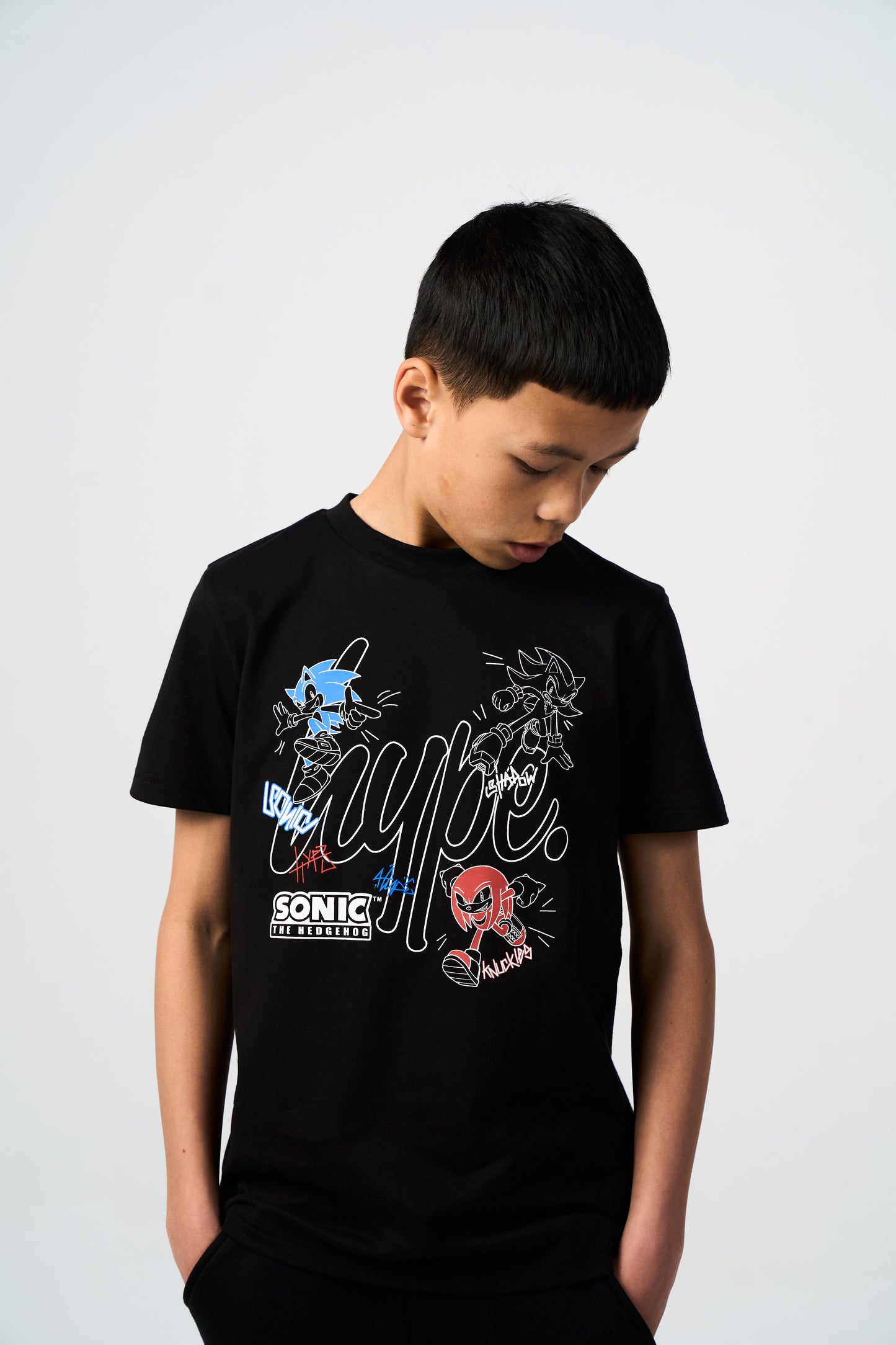 Hype x Sonic The Hedgehog™ Boys Black Sonic Stamp T-Shirt
