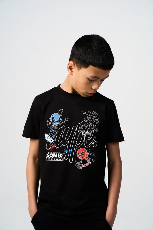 Hype x Sonic The Hedgehog™ Boys Black Sonic Stamp T-Shirt