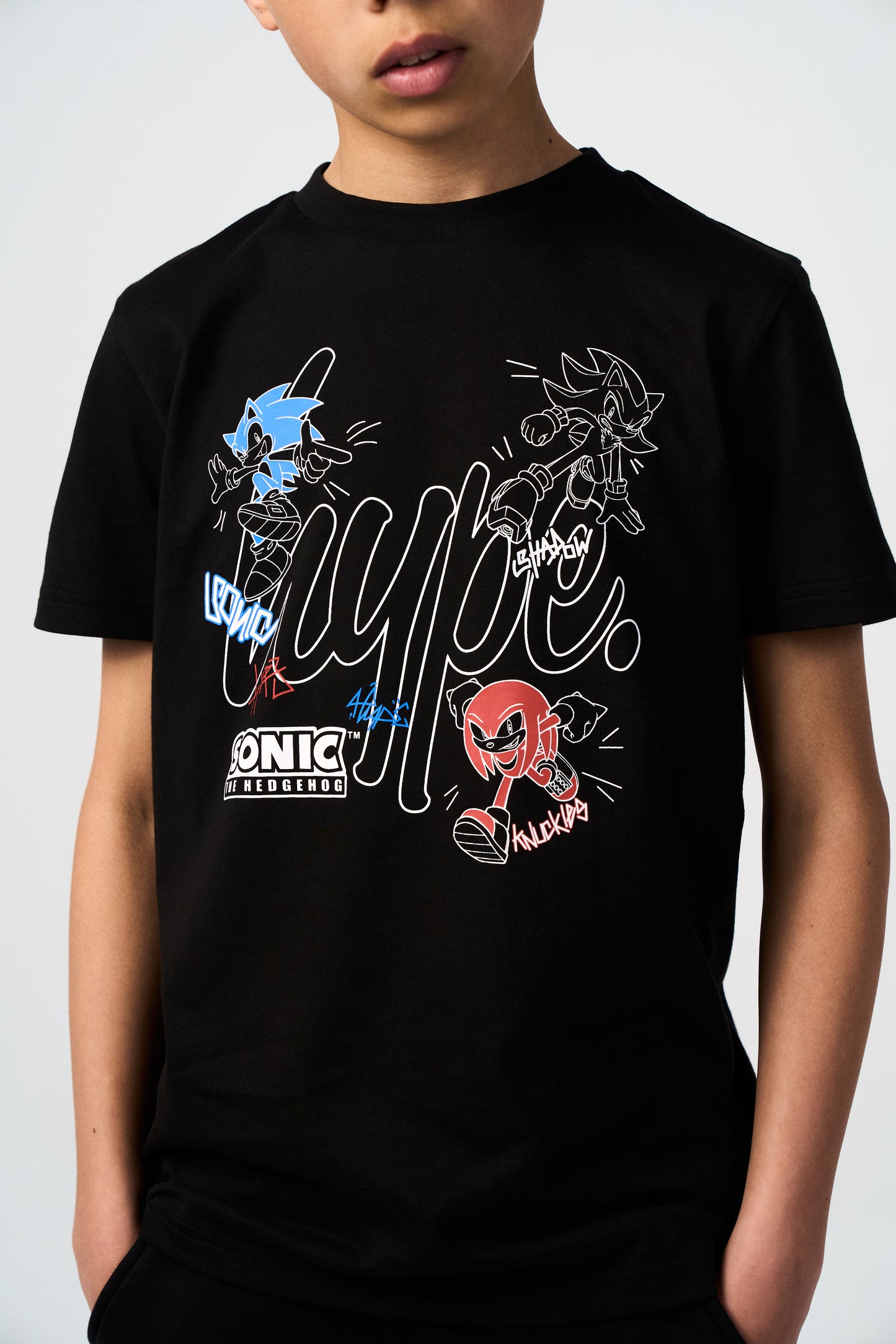 Hype x Sonic The Hedgehog™ Boys Black Sonic Stamp T-Shirt
