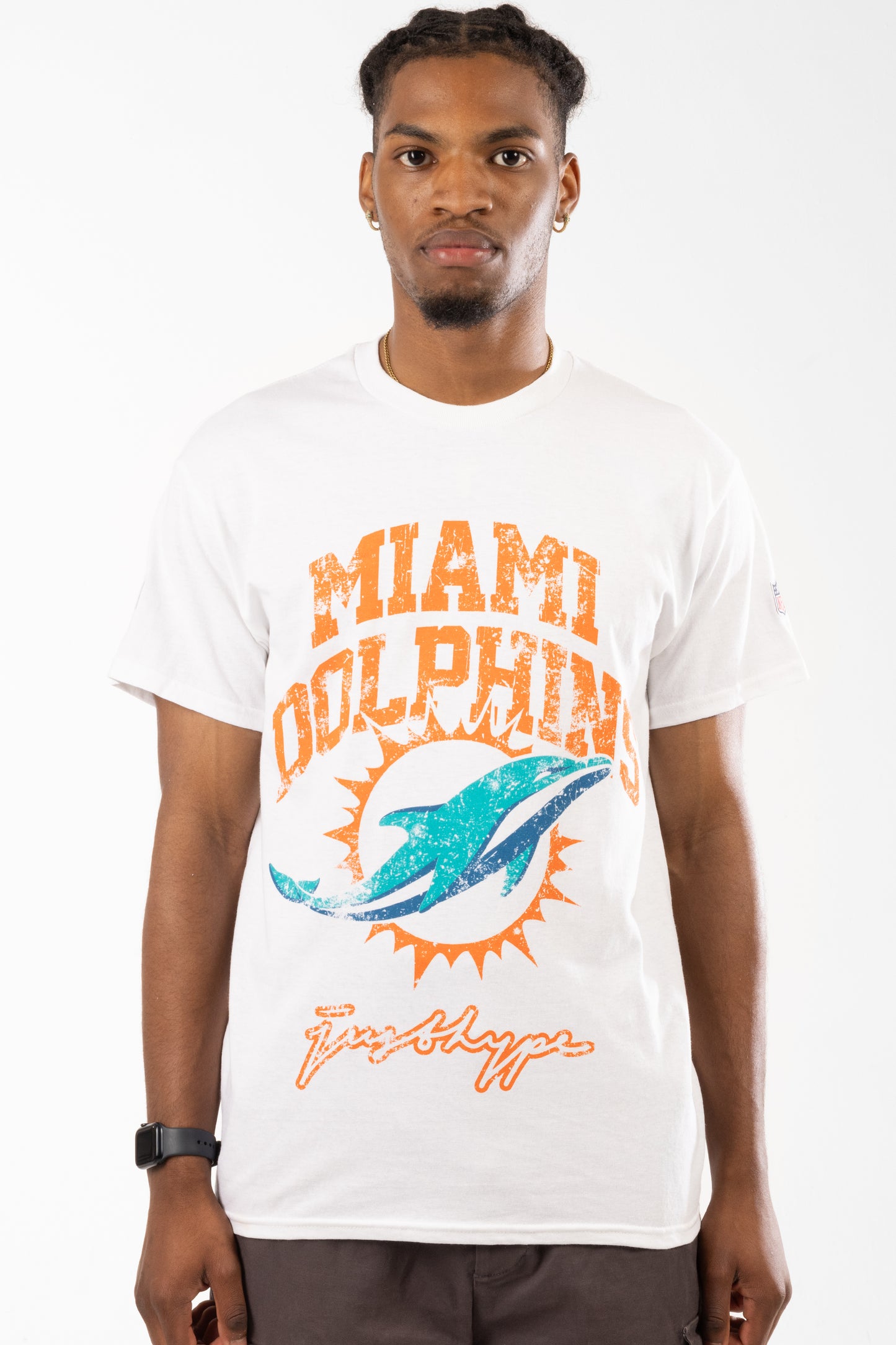 Nfl X Hype Adults White Miami Dolphins T-Shirt