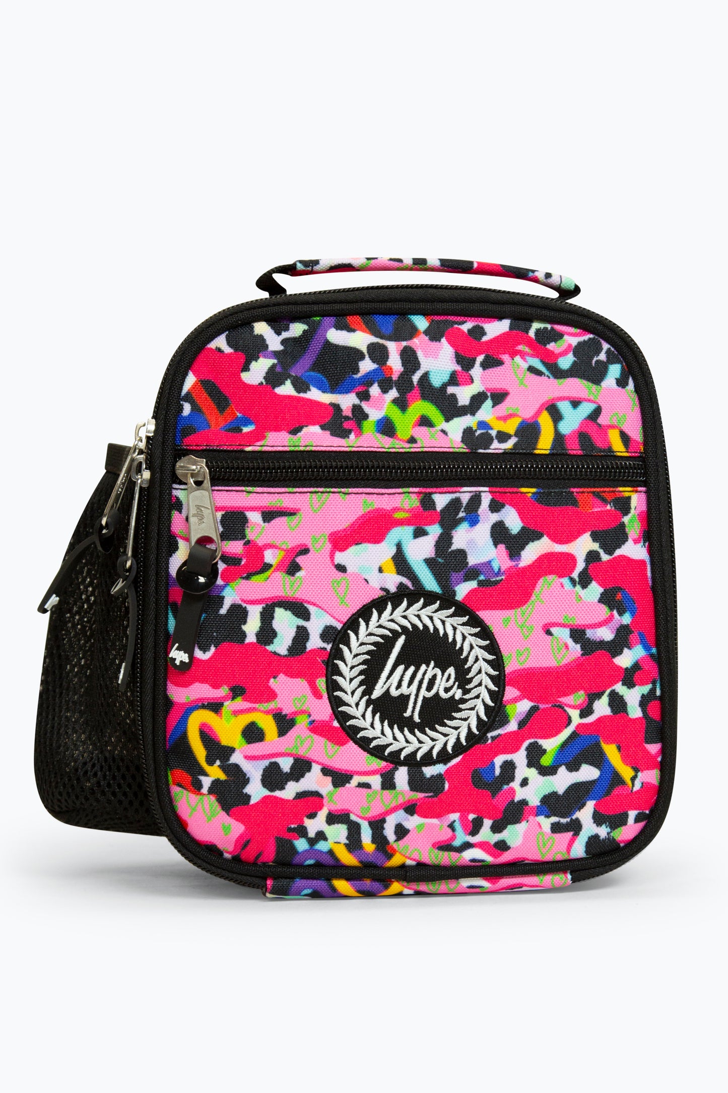 Hype Pink Lunch Bag With Patterns Front Side