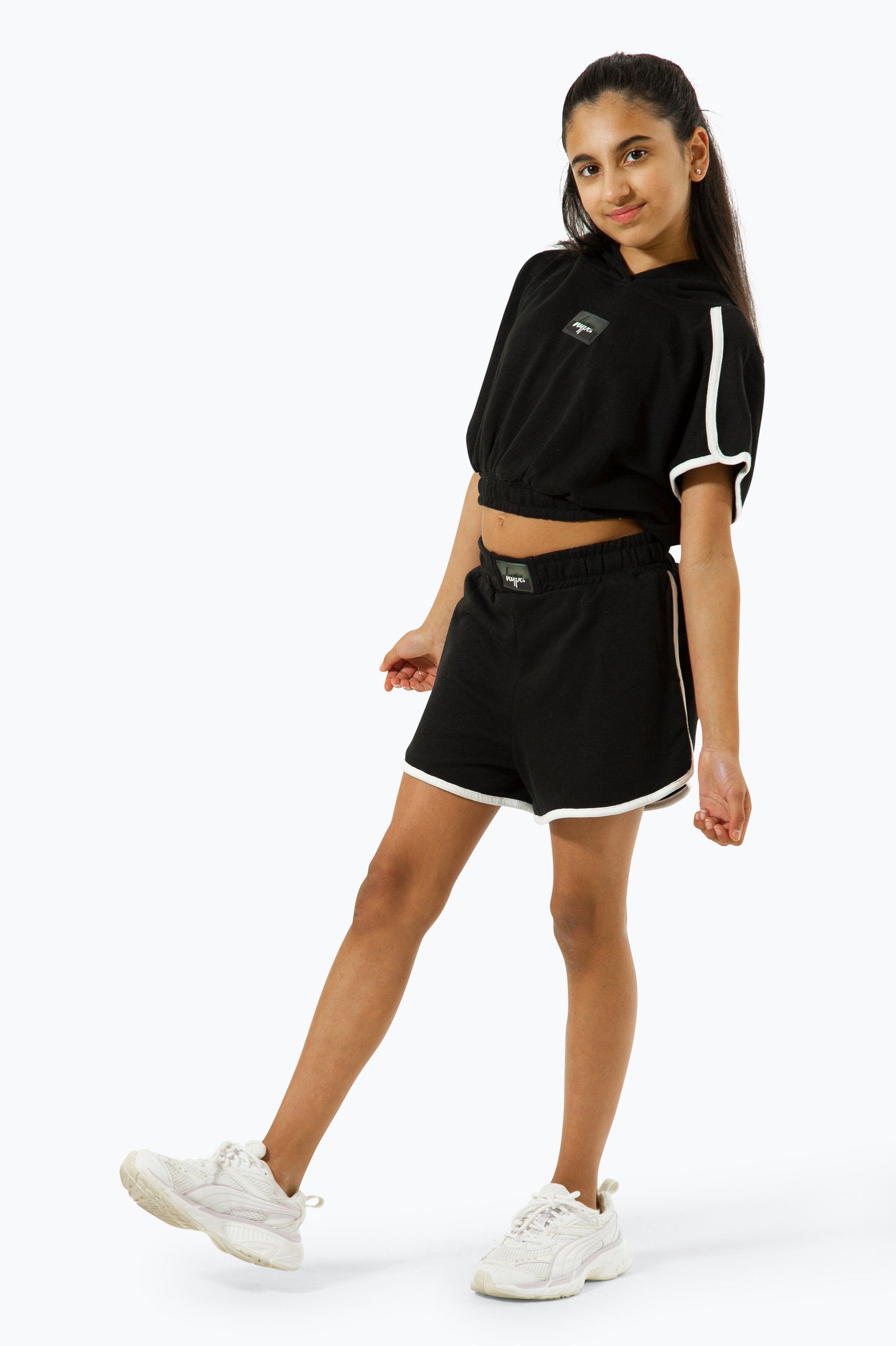 Hype Girls Black Runner Script Shorts