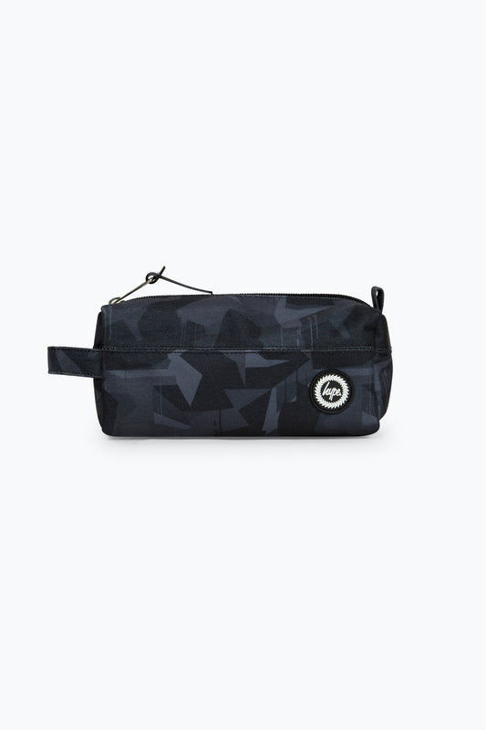 Hype Unisex Geo Camo Black Pencil Case Front Side