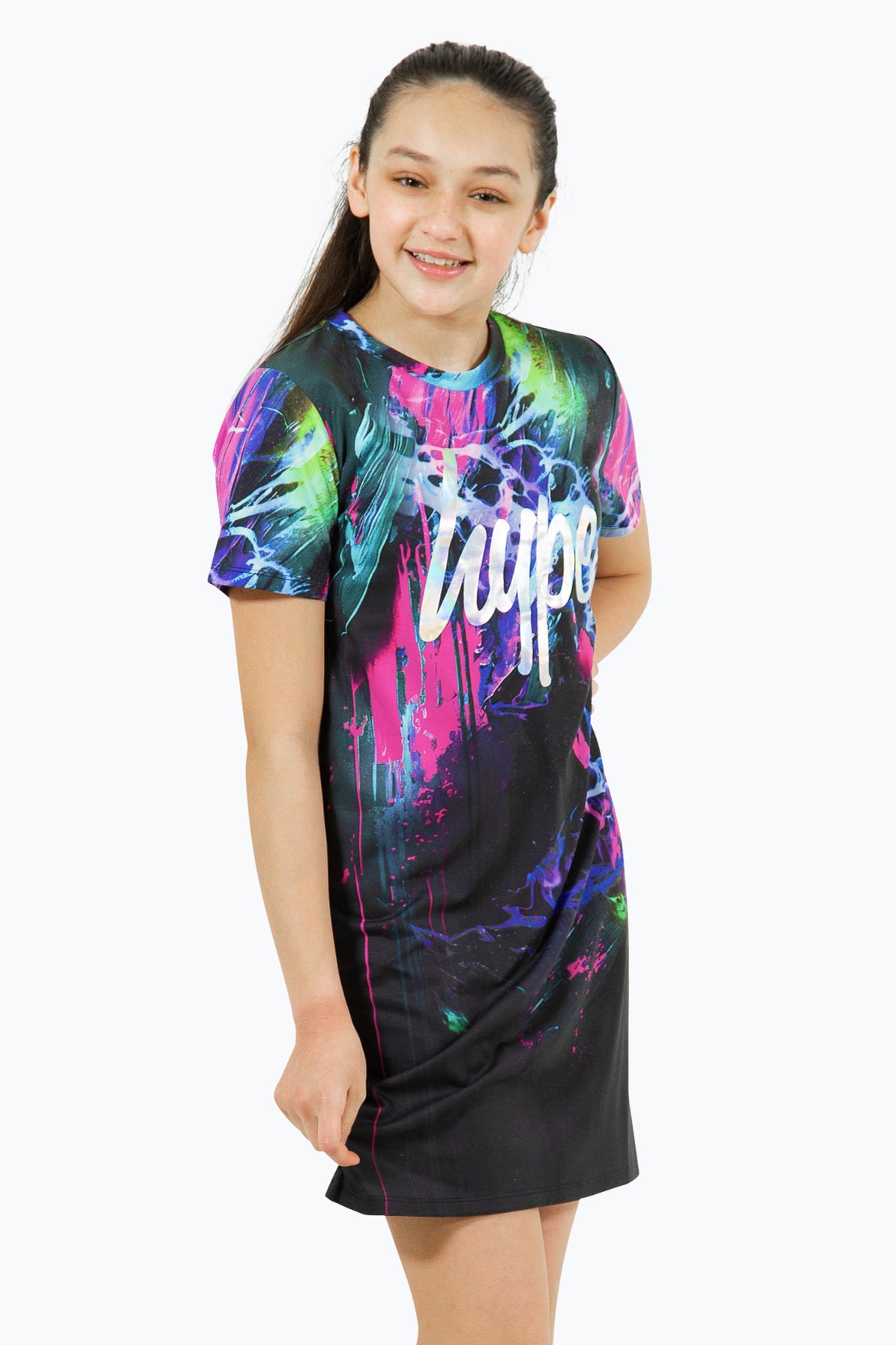 Hype Girls Multi Dark Smudge T-Shirt Dress