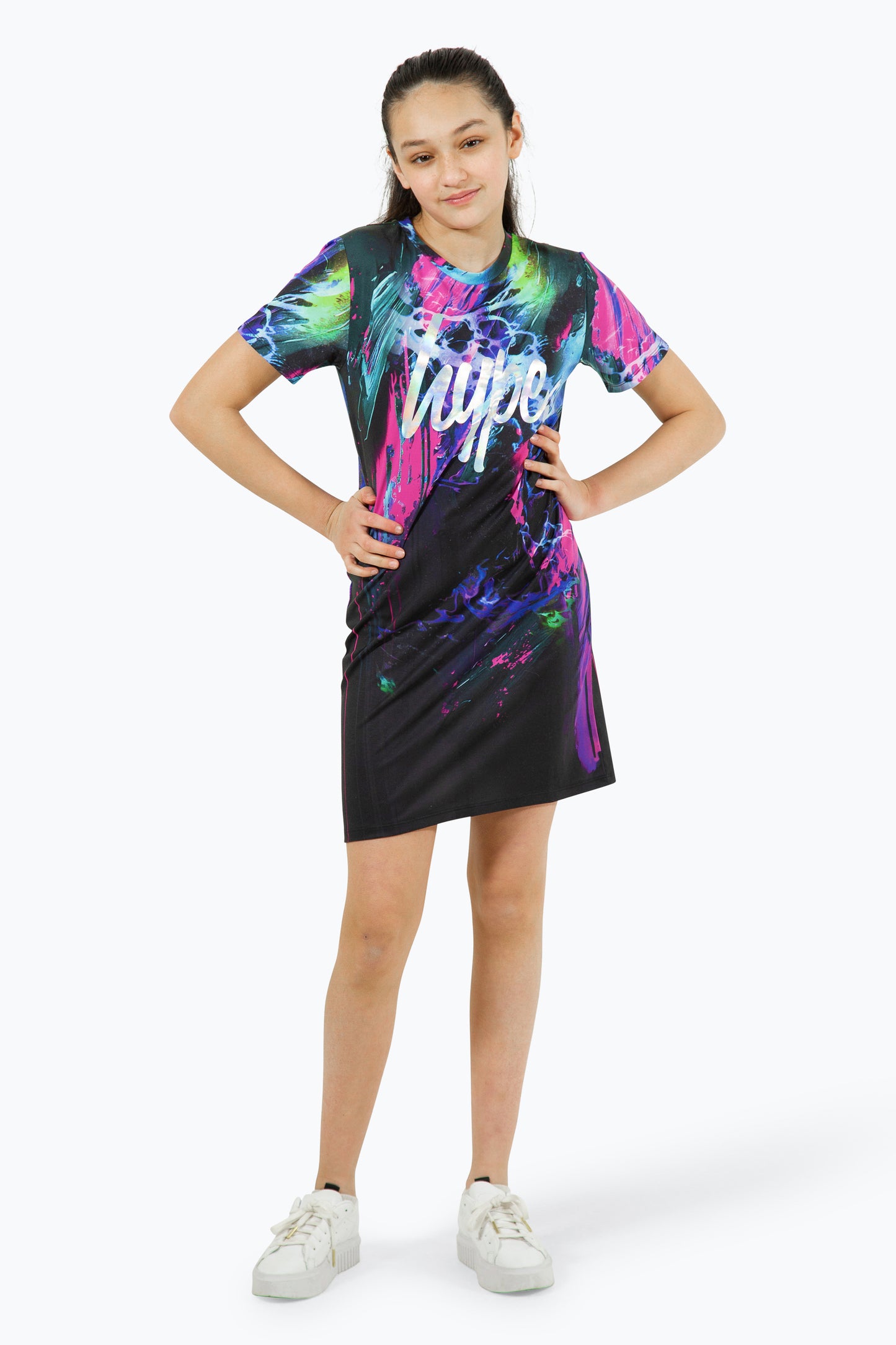 Hype Girls Multi Dark Smudge T-Shirt Dress