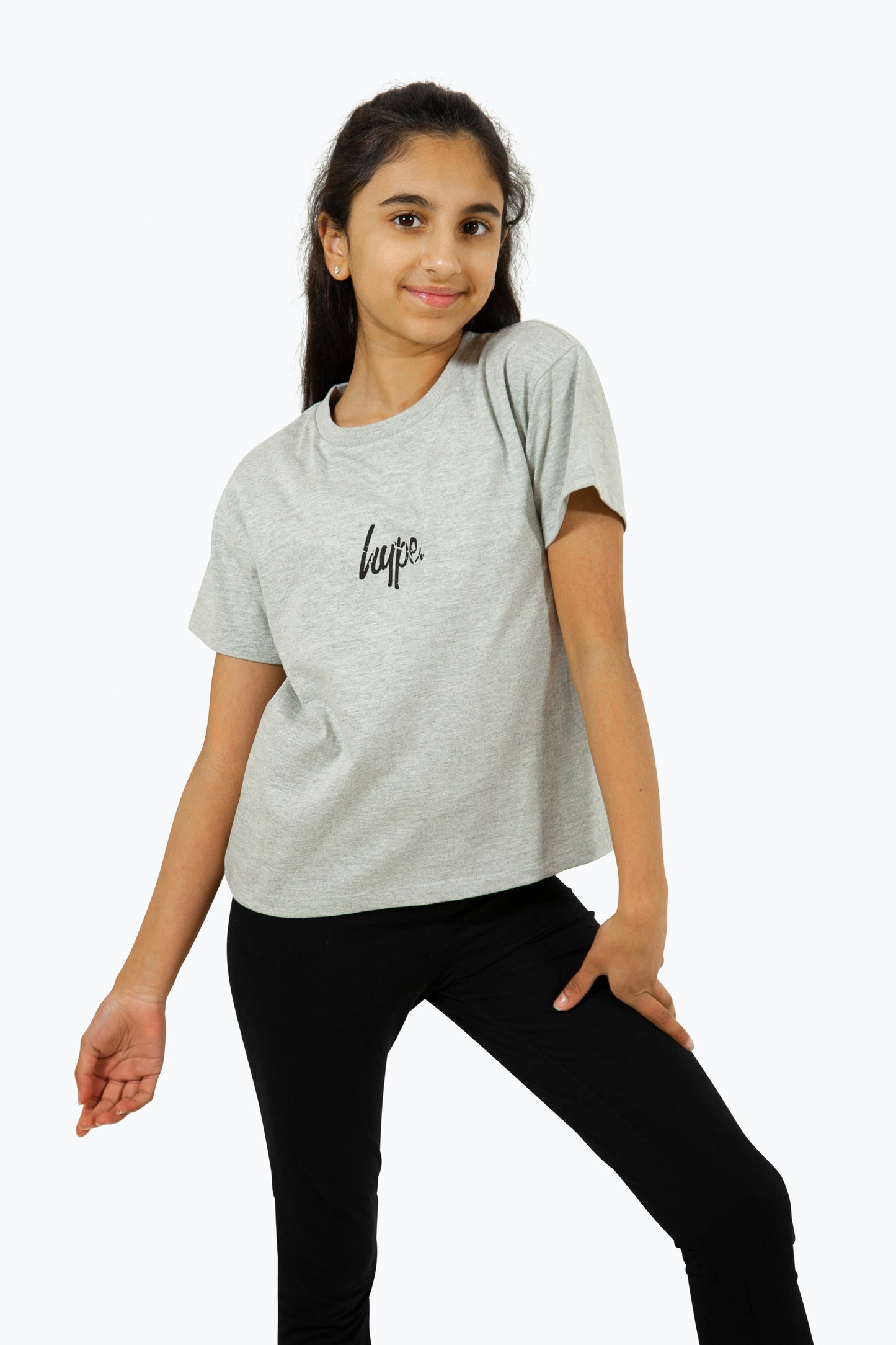 Hype Girls Grey Marl Cracked Oval T-Shirt