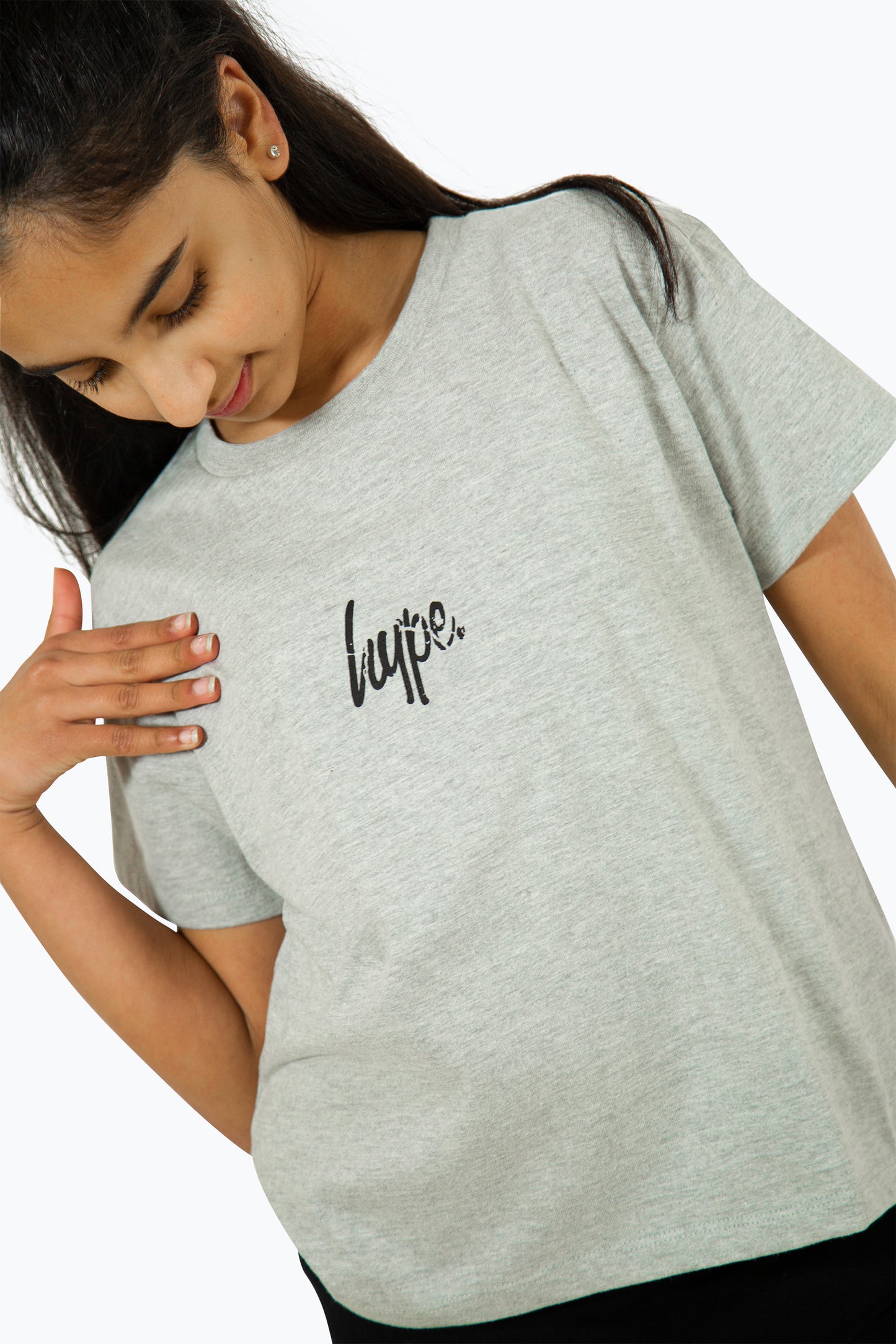 Hype Girls Grey Marl Cracked Oval T-Shirt