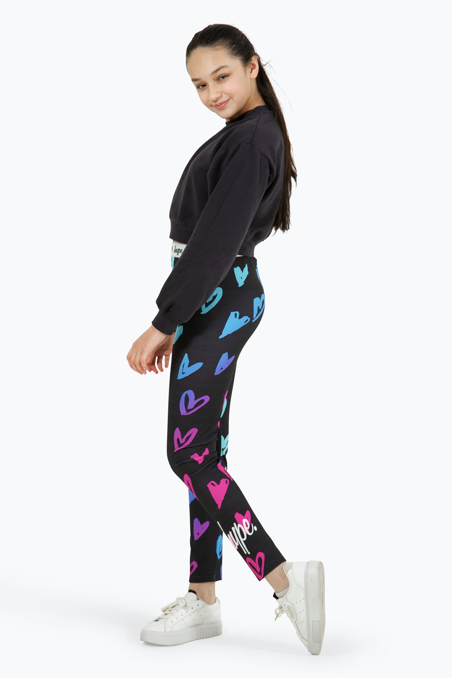 Hype Girls Multi Scribble Hearts Leggings