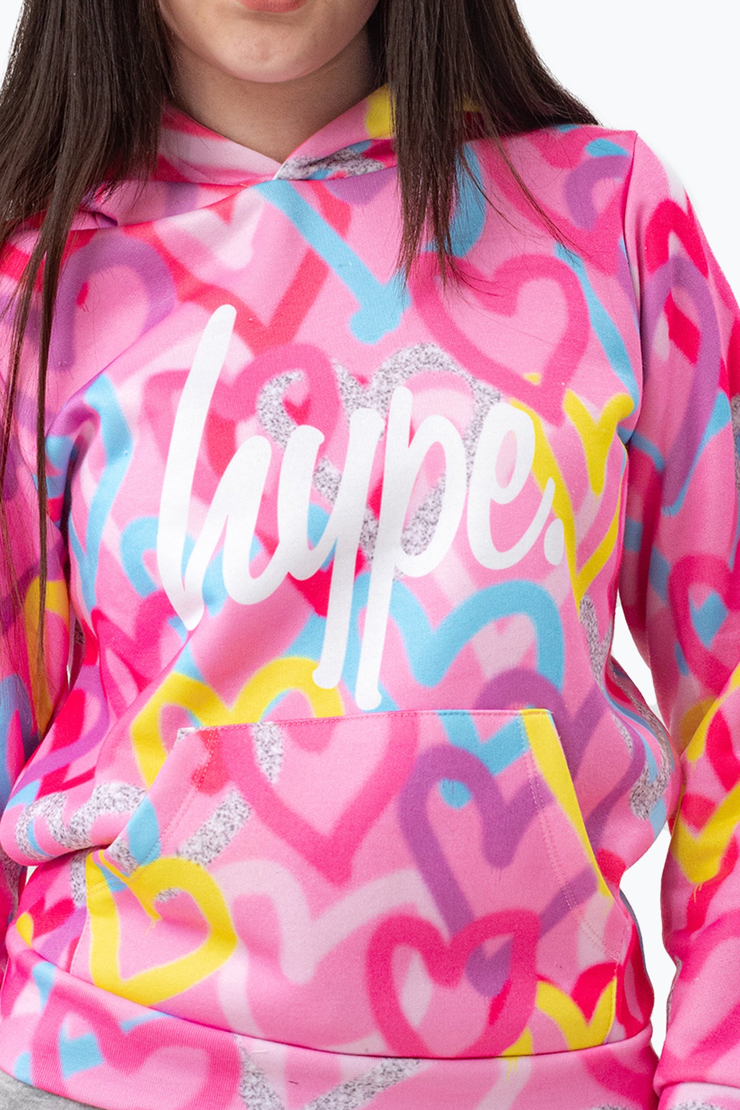 Hype Pink Graffiti Hearts Hoodie