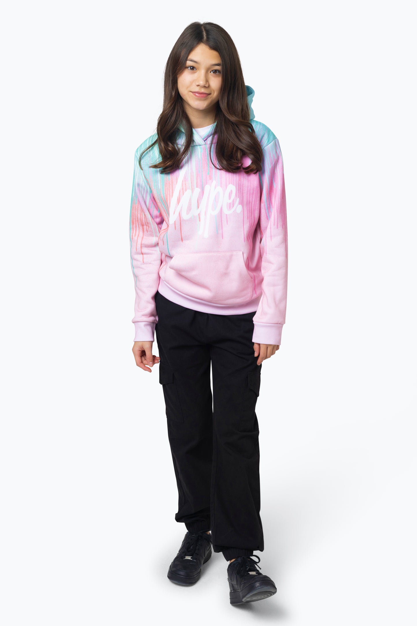 Hype Girls Multi Mint Pink Drips Hoodie