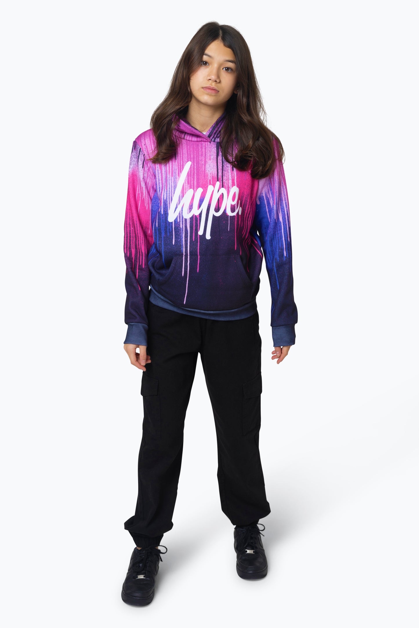 Hype Girls Multi Pink Drips Hoodie