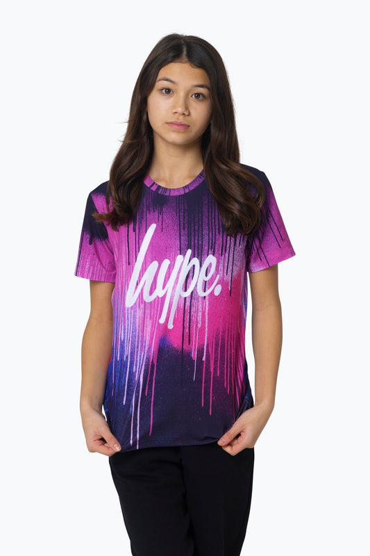 Hype Girls Multi Pink Drips T-Shirt