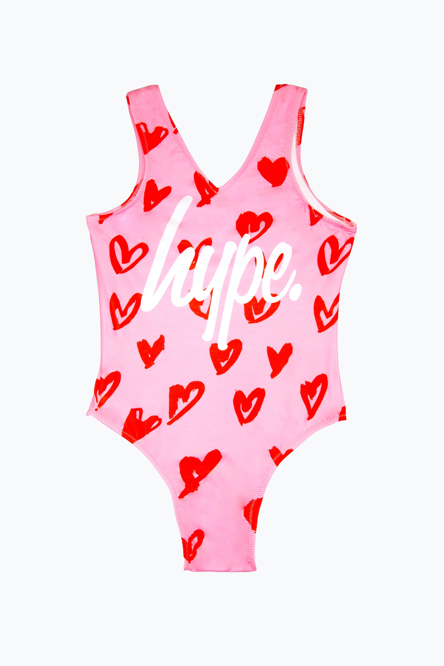 Hype Girls Multi Scribble Hearts Pink Swimsuit