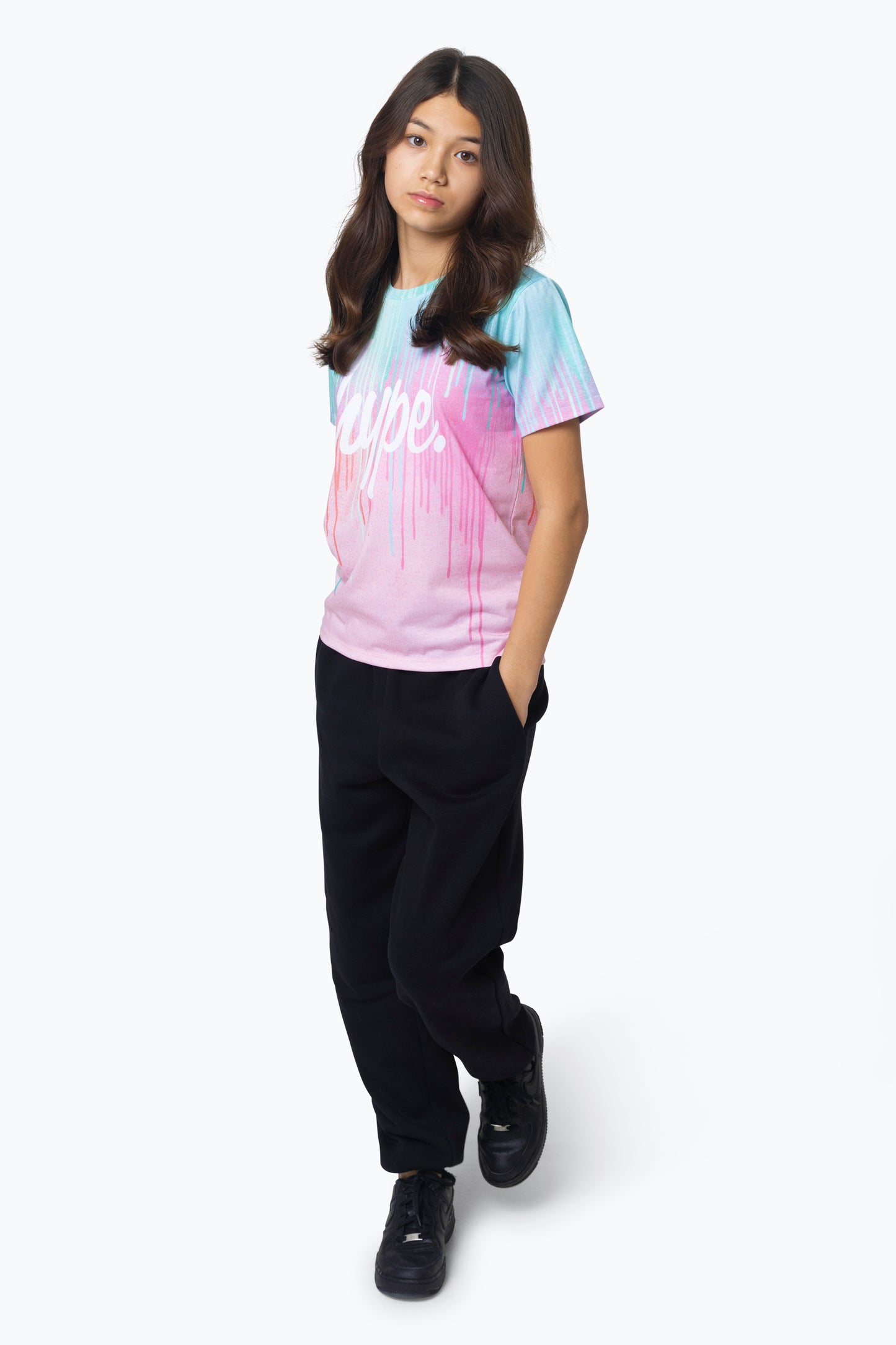 Hype Girls Multi Mint Pink Drips T-Shirt