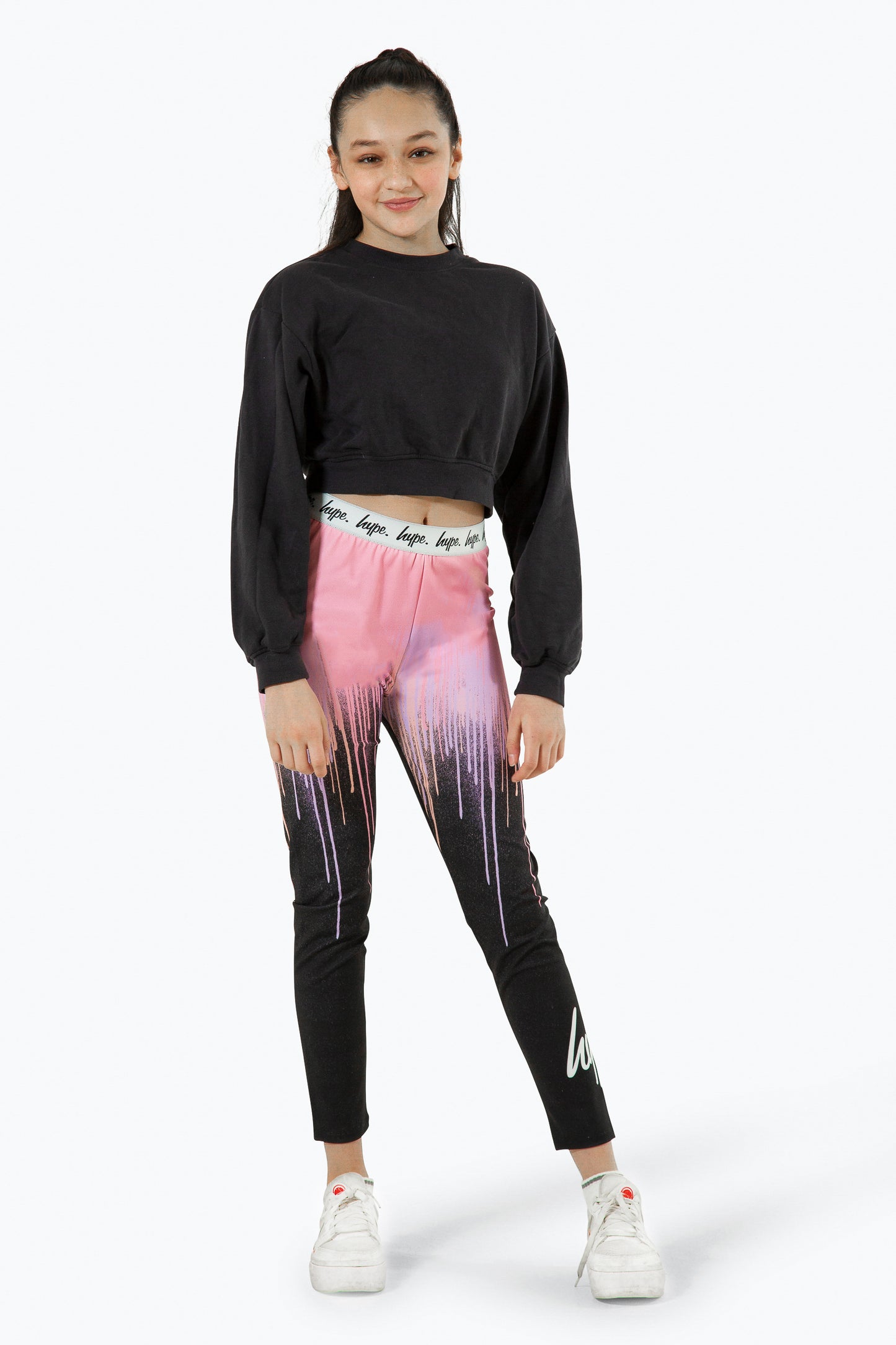 Hype Girls Multi Dark Pastel Drips Leggings