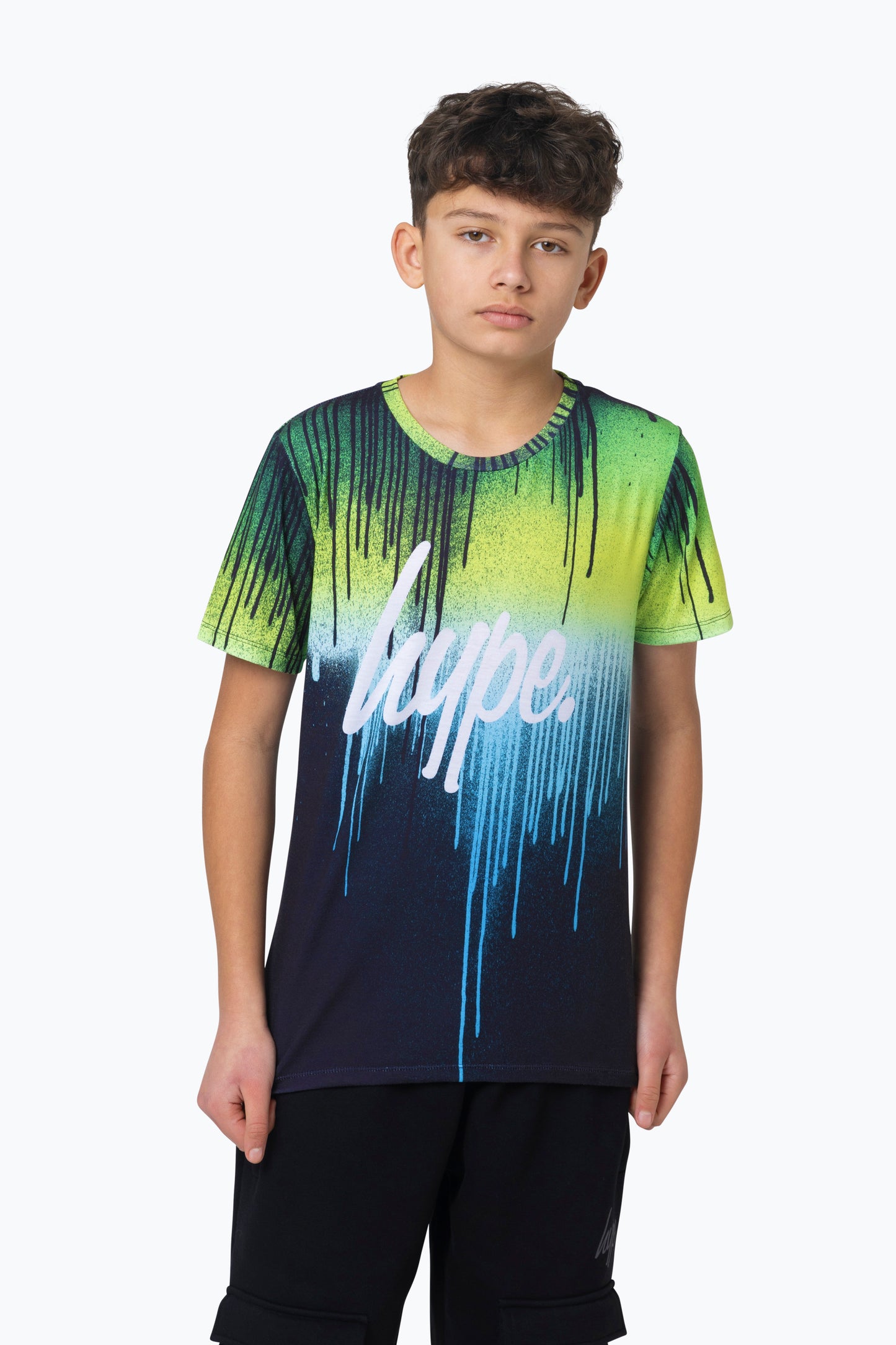 Hype Boys Multi Green Blue Drips T-Shirt