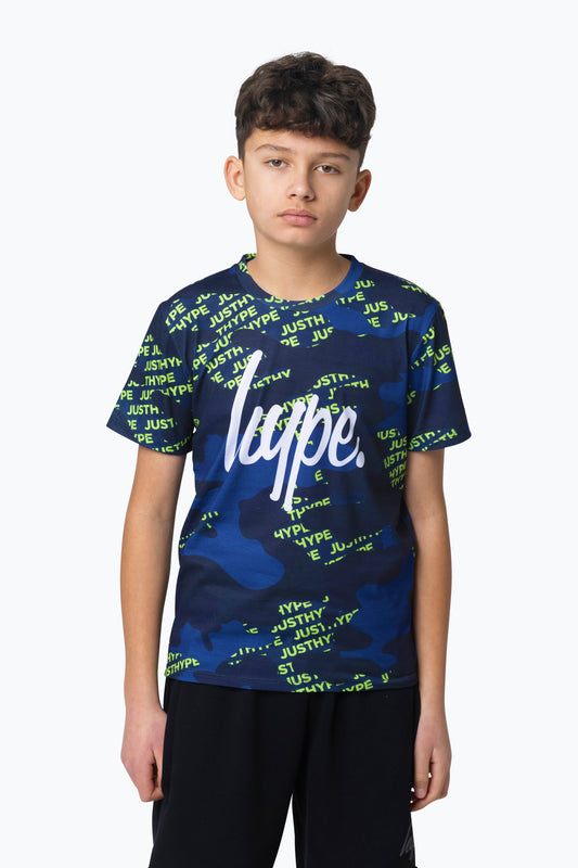 Hype Boys Multi Navy Camo Block Logo T-Shirt