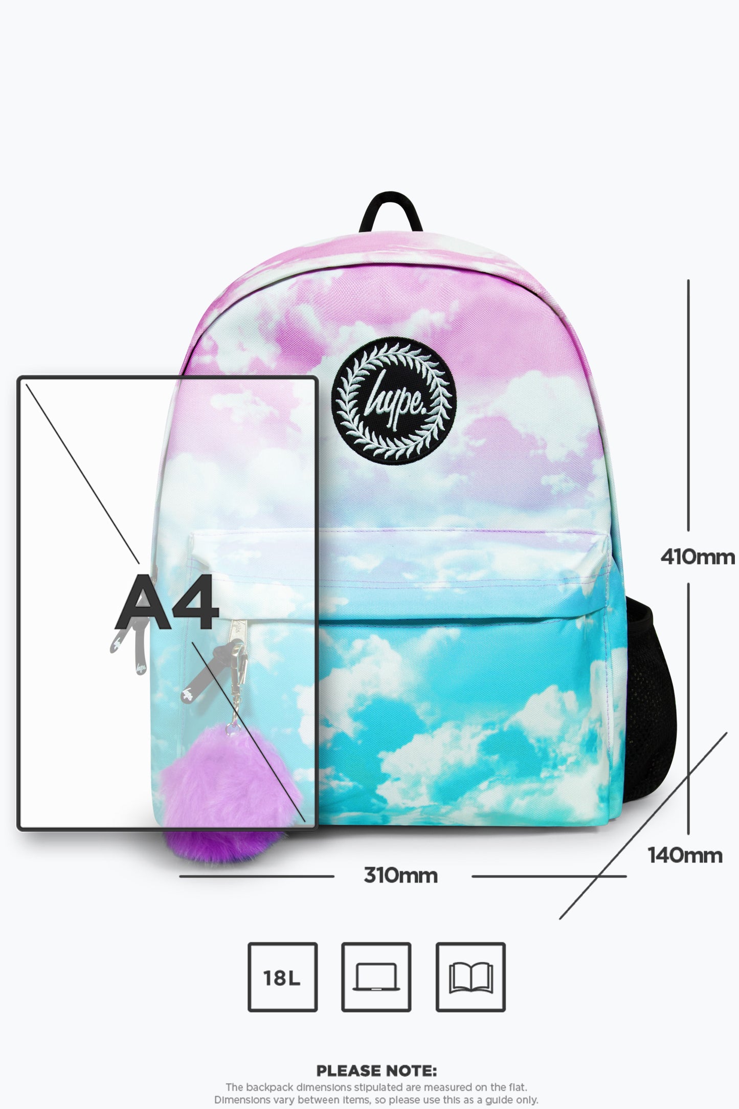 Hype Iconic Pink/Blue Cloud Fade Girls School Backpack