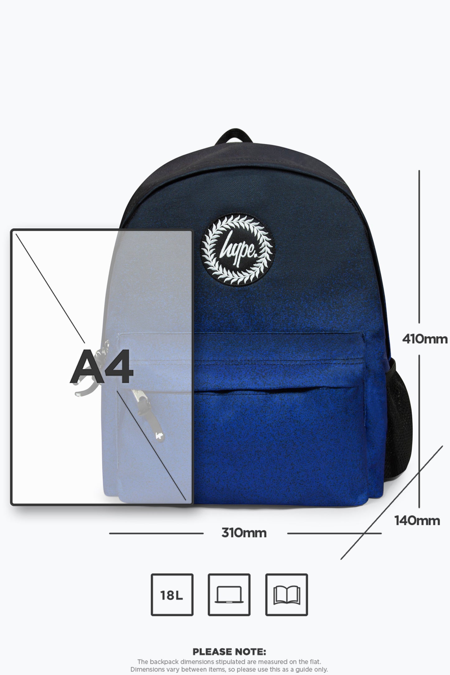 Hype Iconic Black/Blue Speckle Fade Boys School Backpack