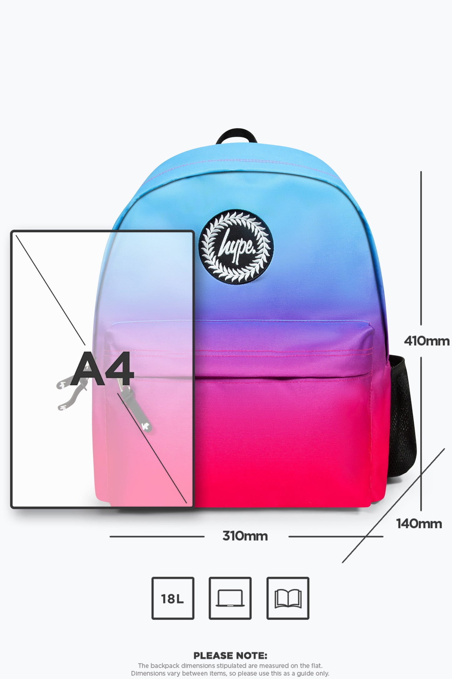 Hype Iconic Blue/Pink Fade Girls School Backpack