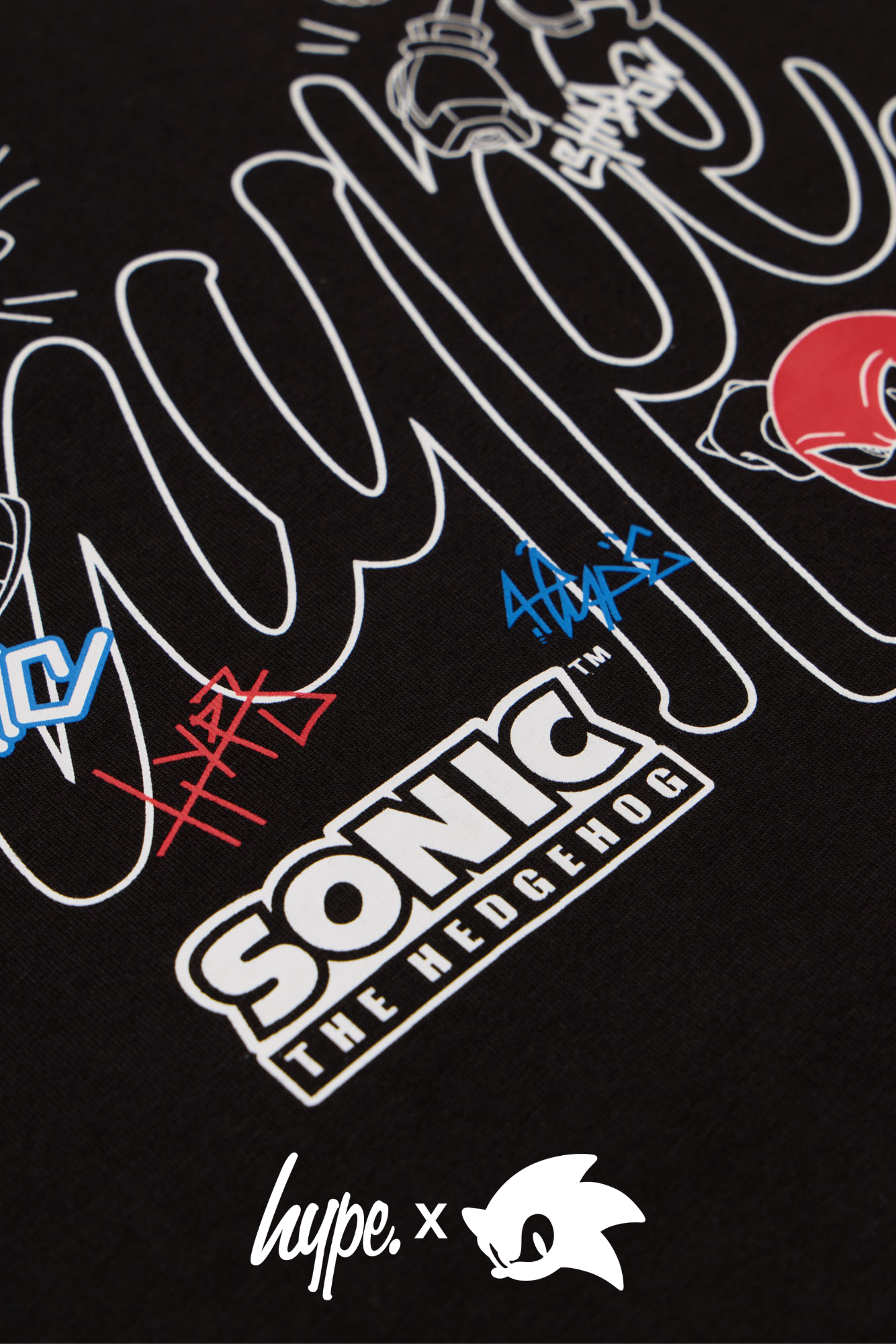 Hype x Sonic The Hedgehog™ Boys Black Sonic Stamp T-Shirt