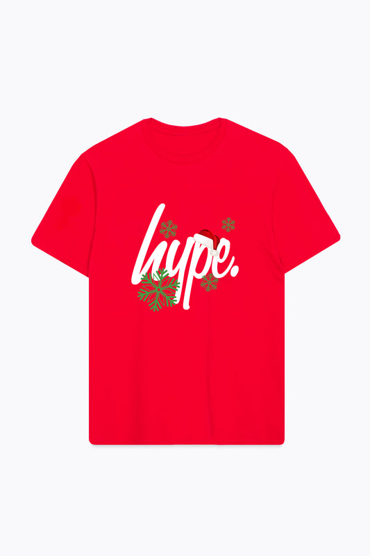 Hype Adults Red Christmas Script T-Shirt