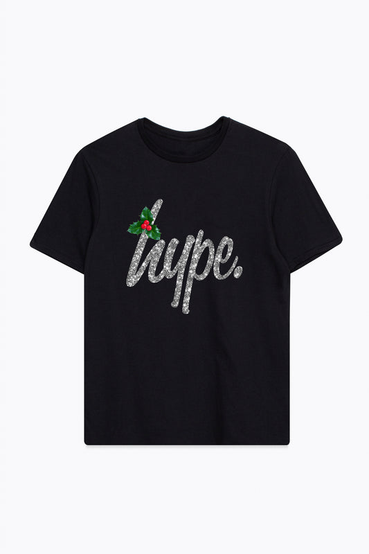 Hype Kids Black Tinsel Script T-Shirt